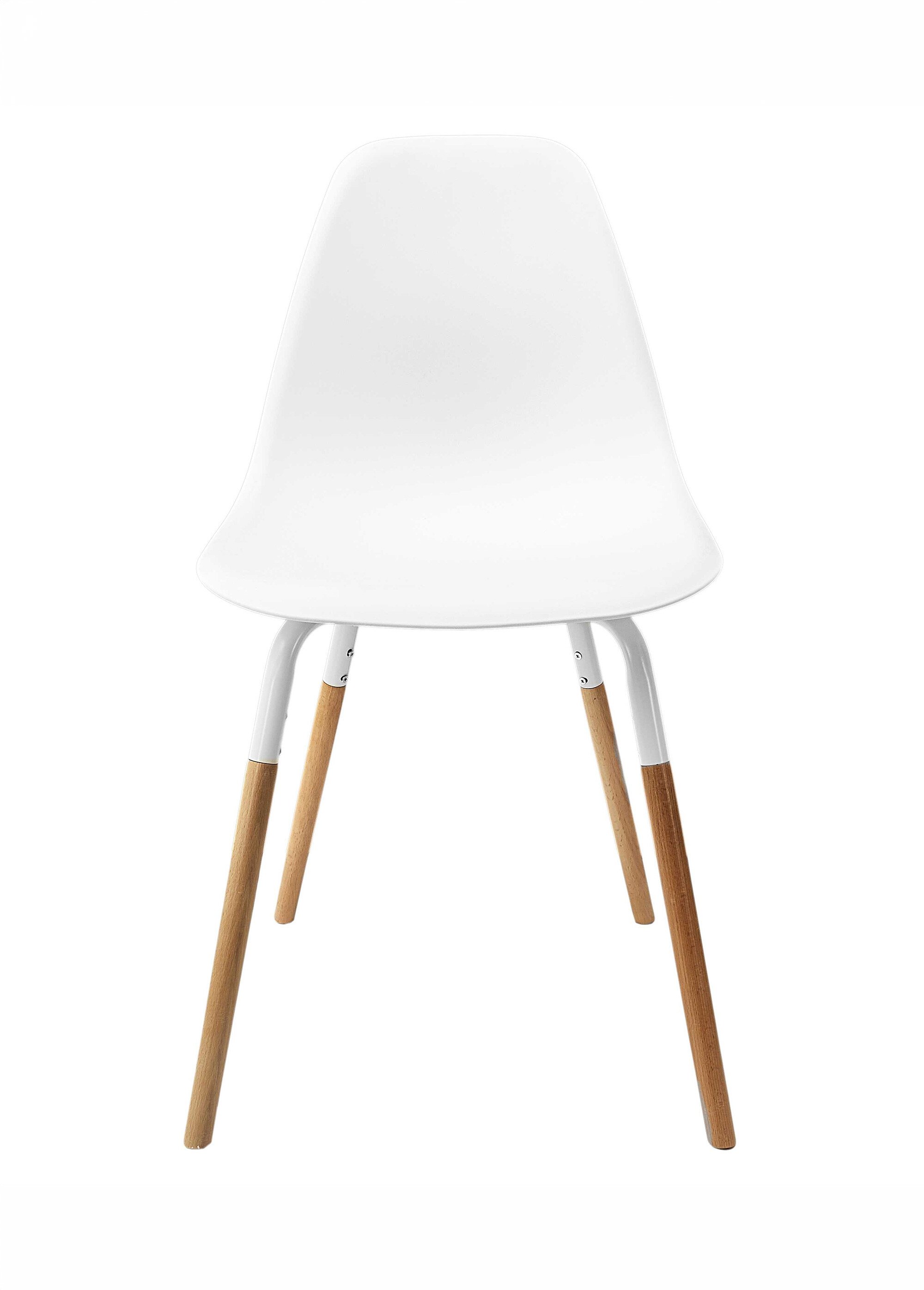 Set 4 Chaises coque claires, pieds bois BLANC CMP-HD7610 DE1