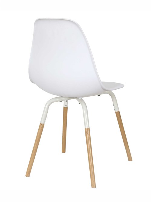 Set 4 Chaises coque claires, pieds bois BLANC CMP-HD7610 DO1