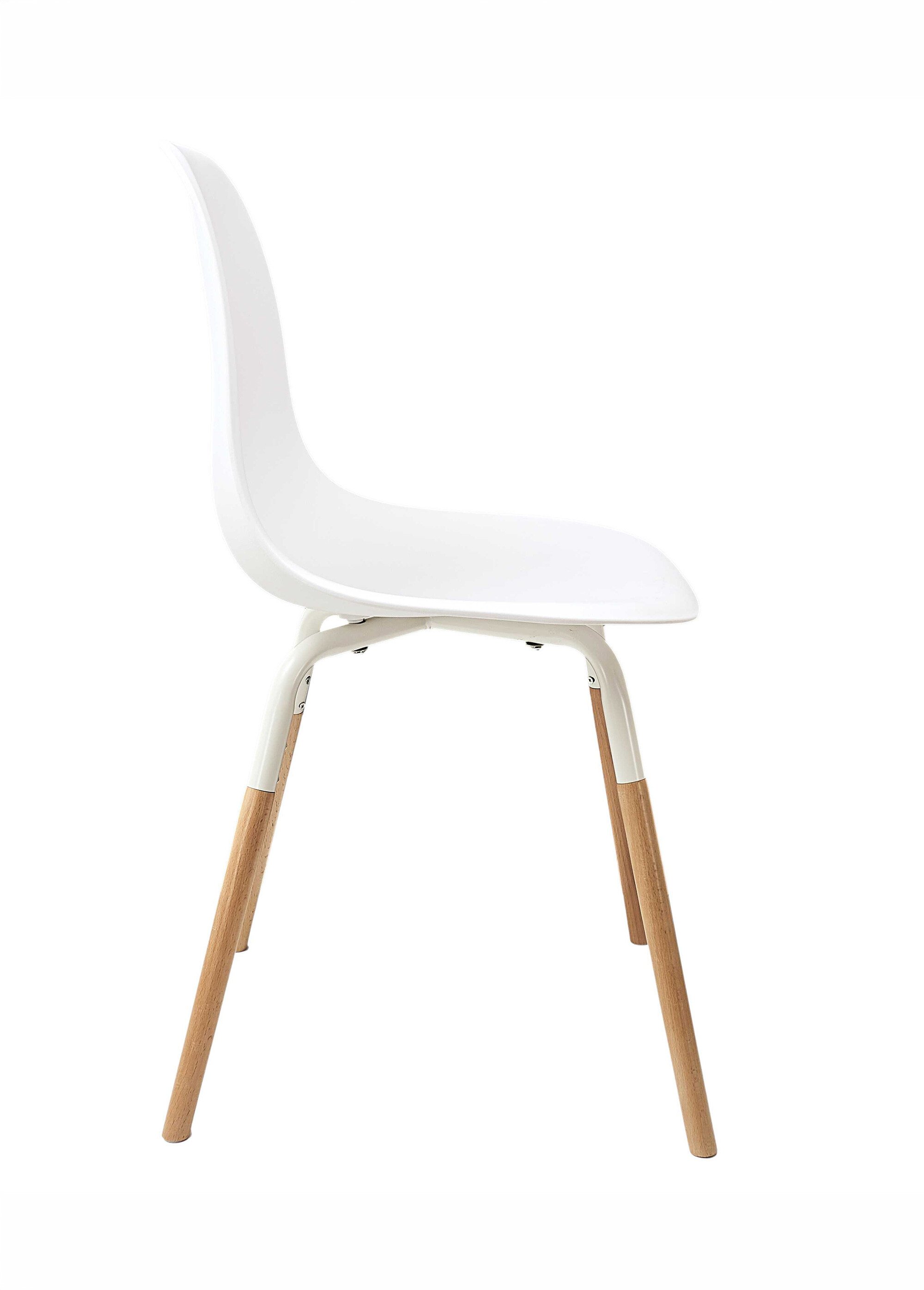 Set 4 Chaises coque claires, pieds bois BLANC CMP-HD7610 DR1