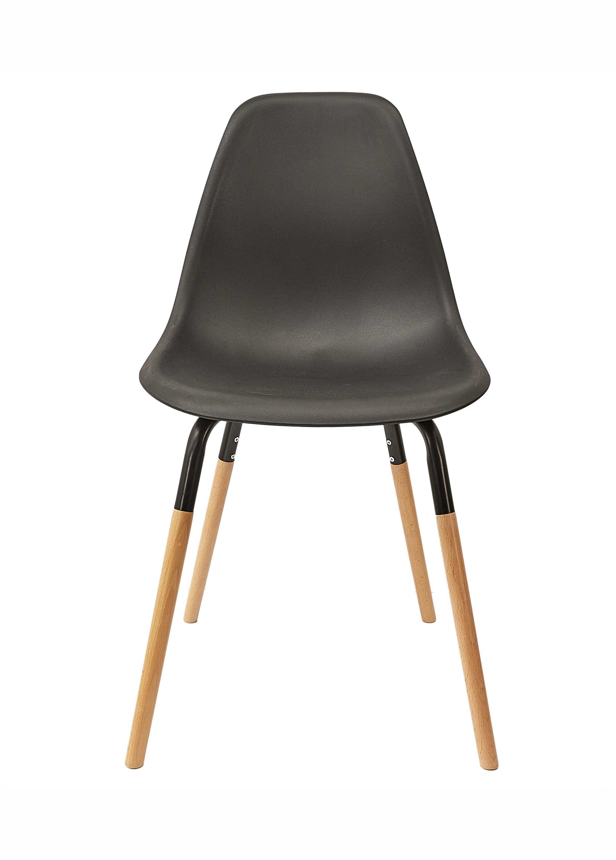 Set 4 Chaises coque claires, pieds bois NOIR CMP-HD7610 DE1