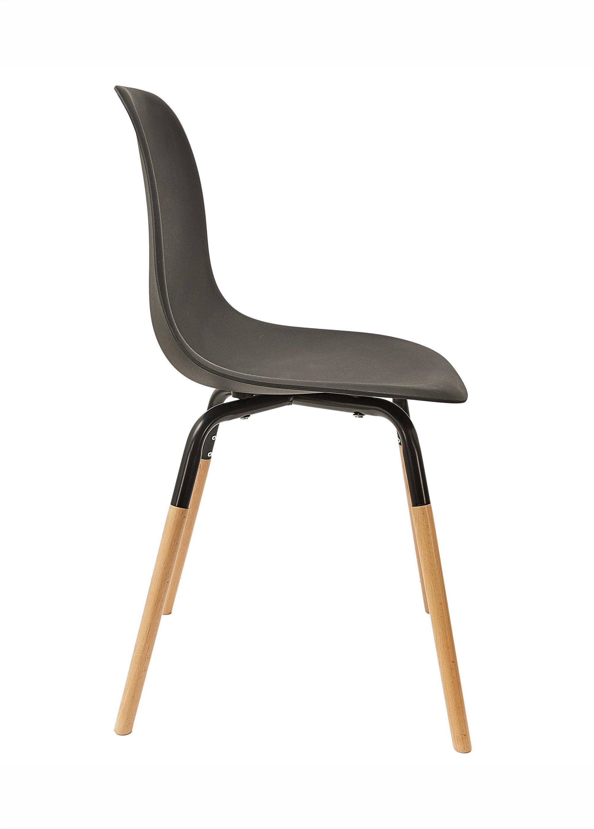 Set 4 Chaises coque claires, pieds bois NOIR CMP-HD7610 DR1