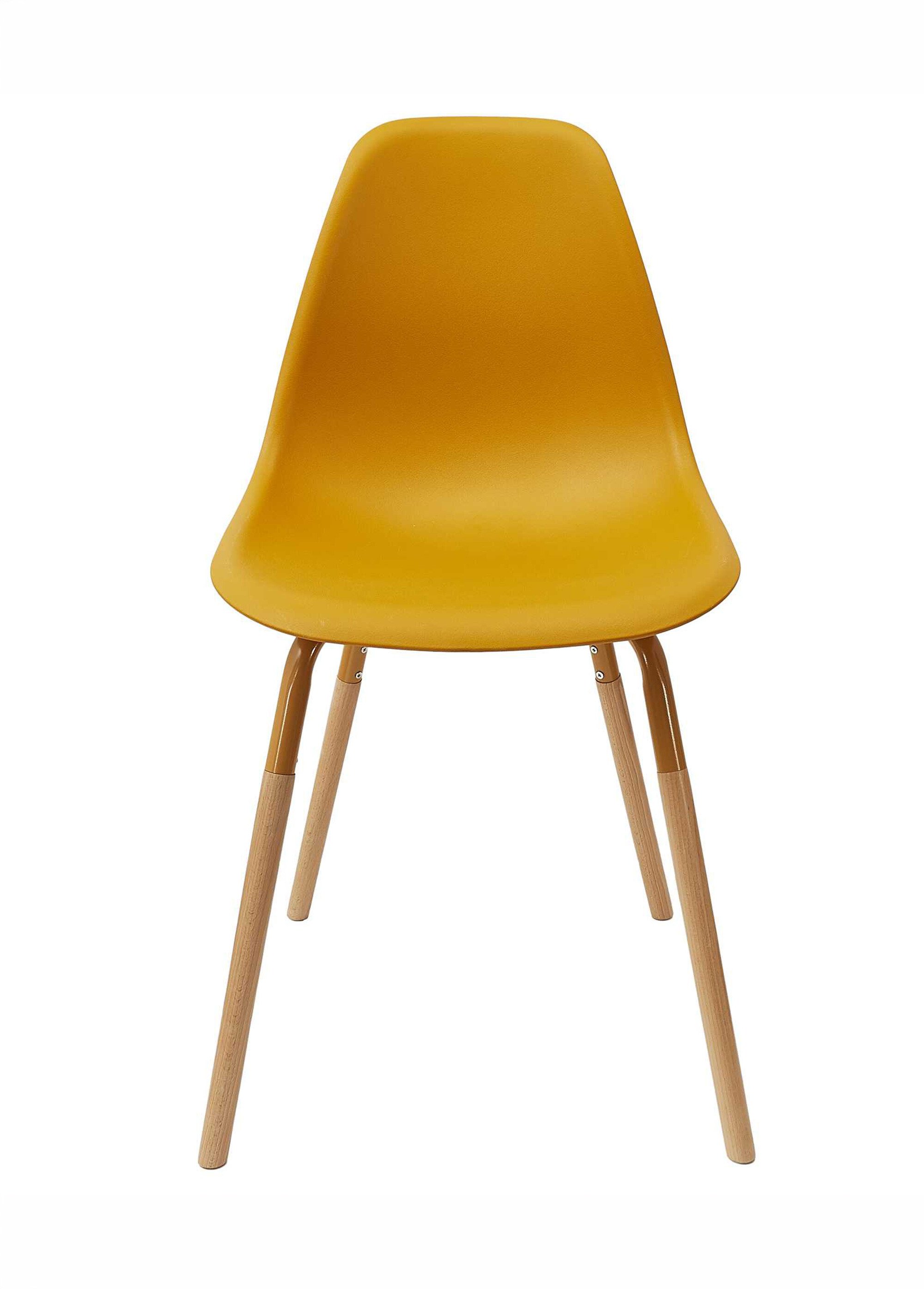 Set 4 Chaises coque claires, pieds bois JAUNE CMP-HD7610 DE1