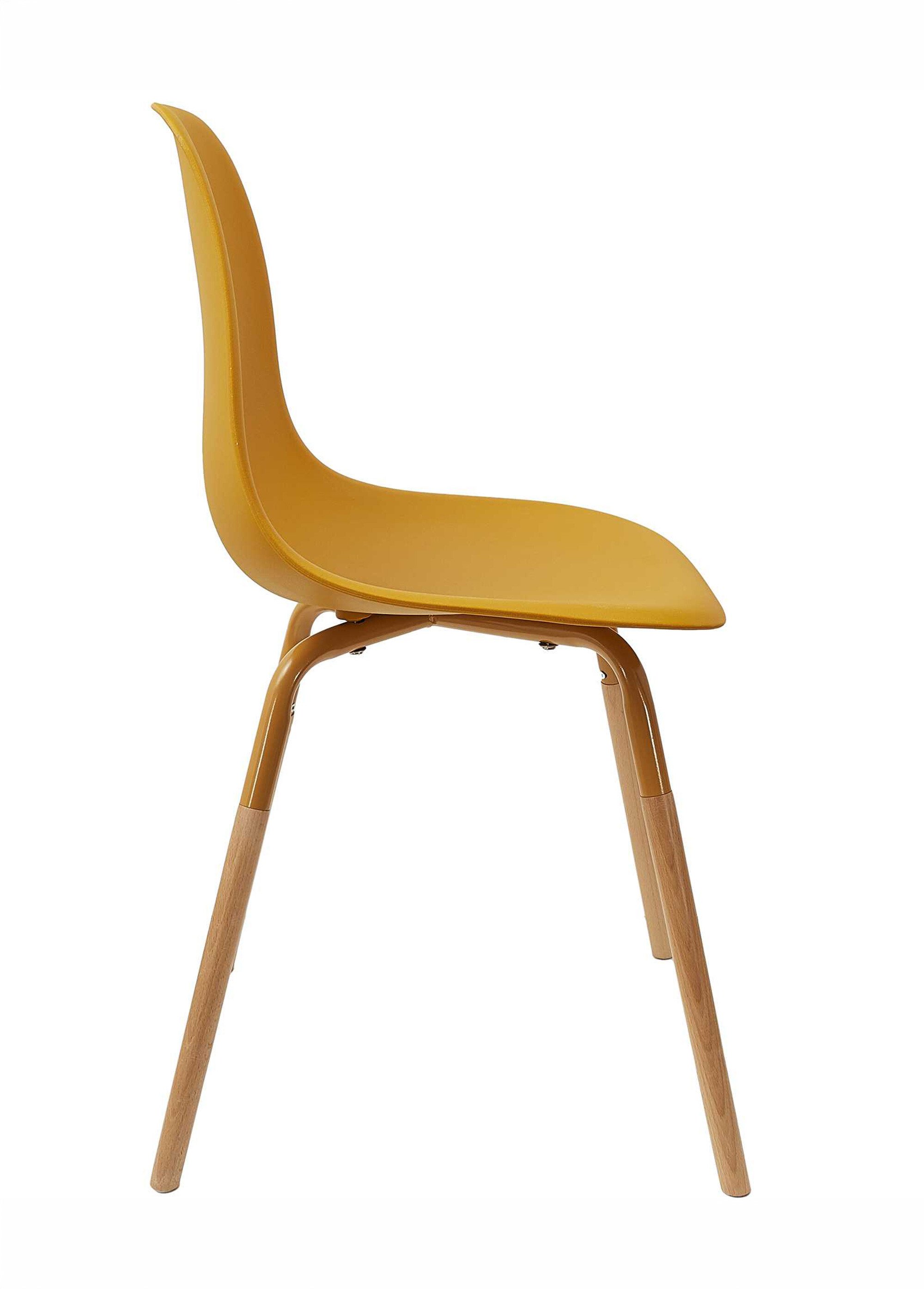 Set 4 Chaises coque claires, pieds bois JAUNE CMP-HD7610 DR1