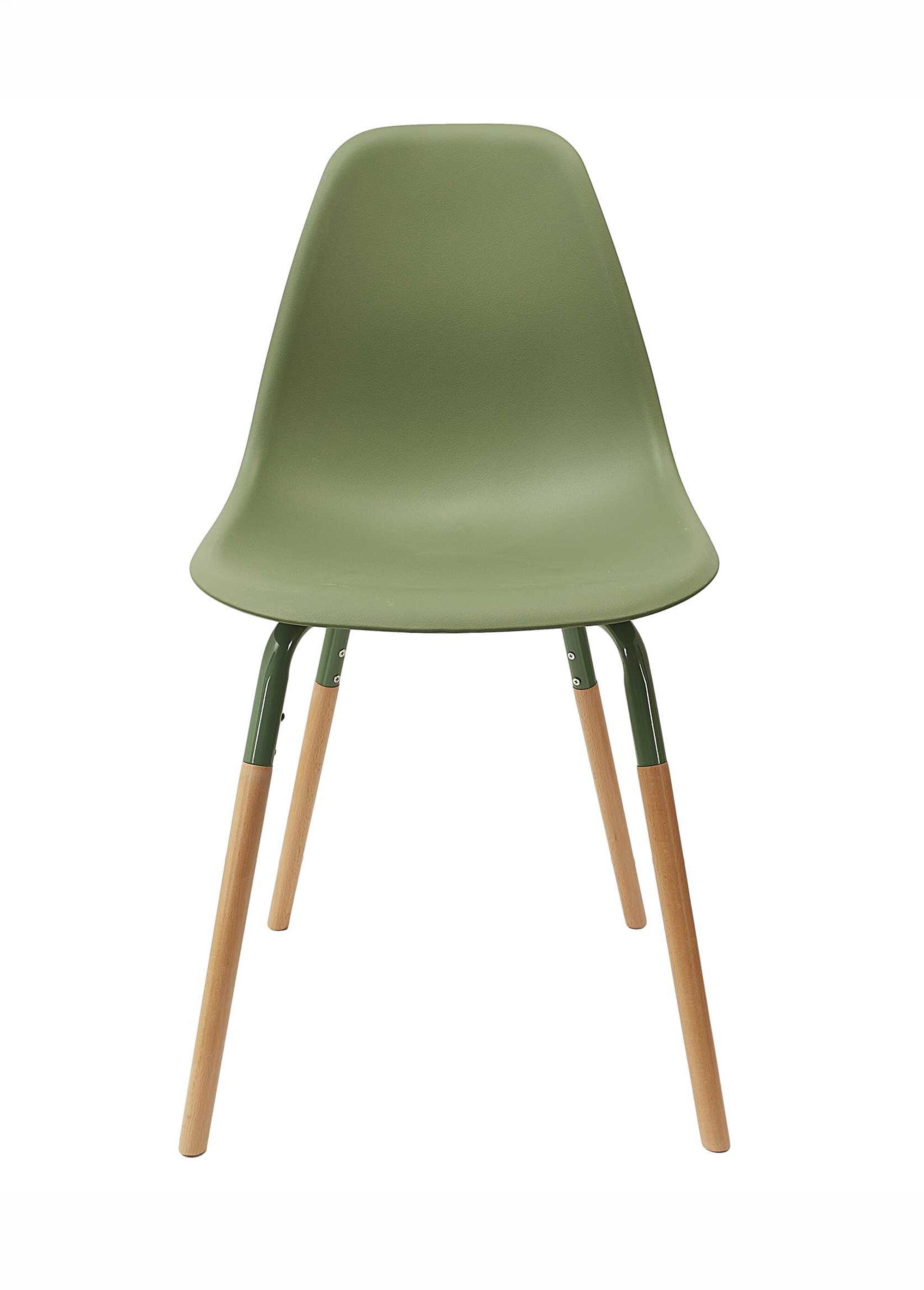 Set 4 Chaises coque claires, pieds bois VERT CMP-HD7610 DE1