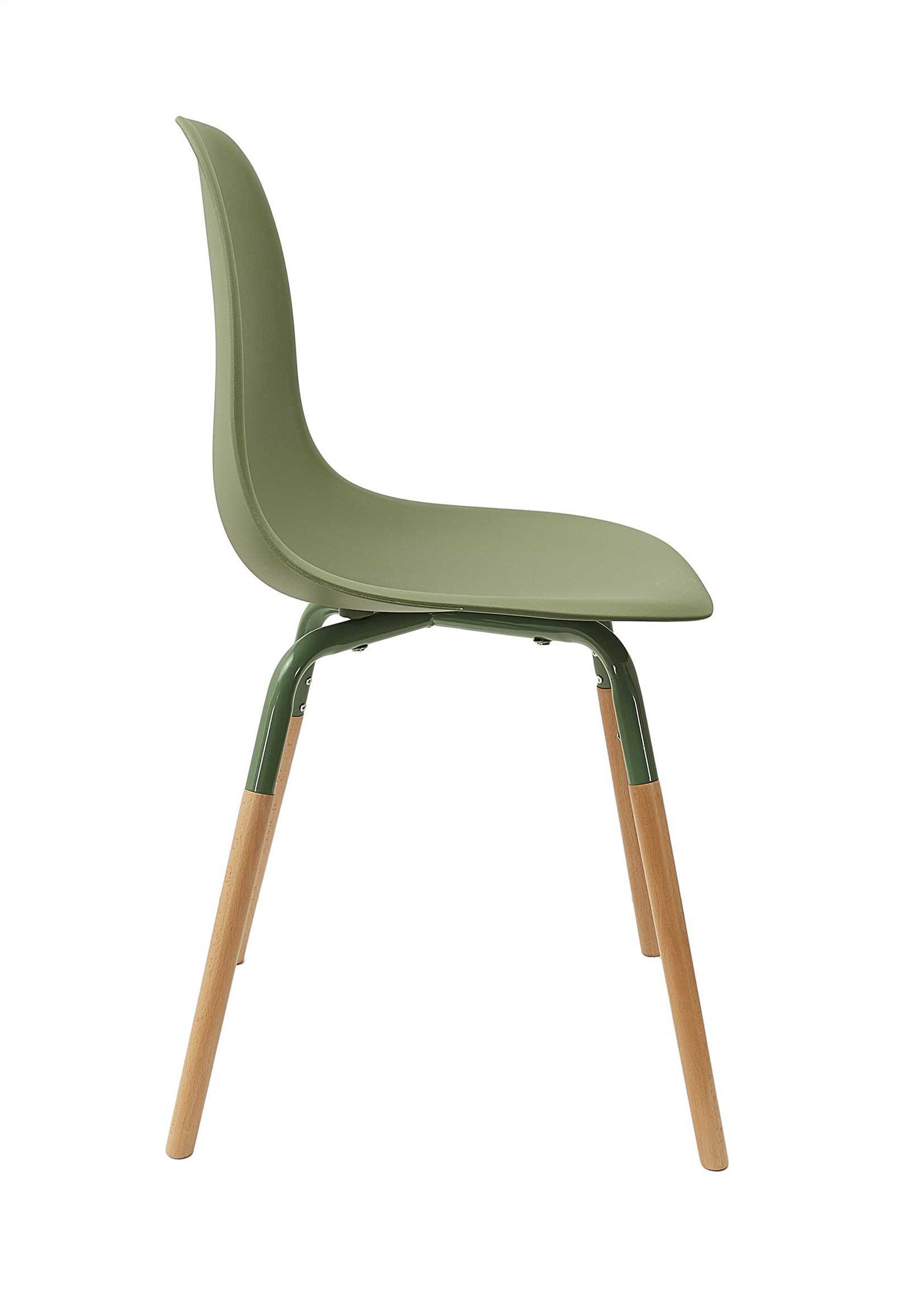 Set 4 Chaises coque claires, pieds bois VERT CMP-HD7610 DR1
