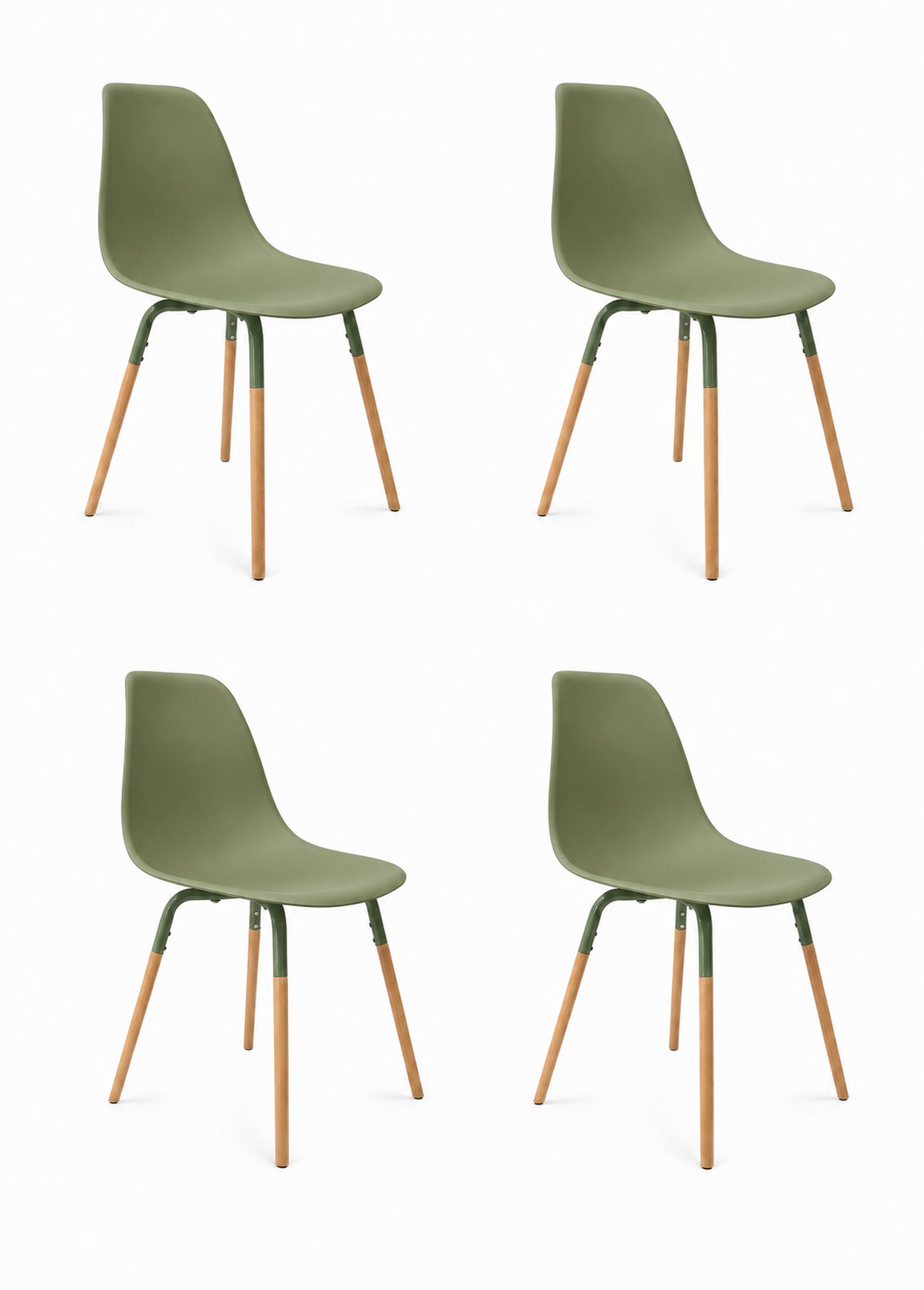Set 4 Chaises coque claires, pieds bois VERT CMP-HD7610 FA1