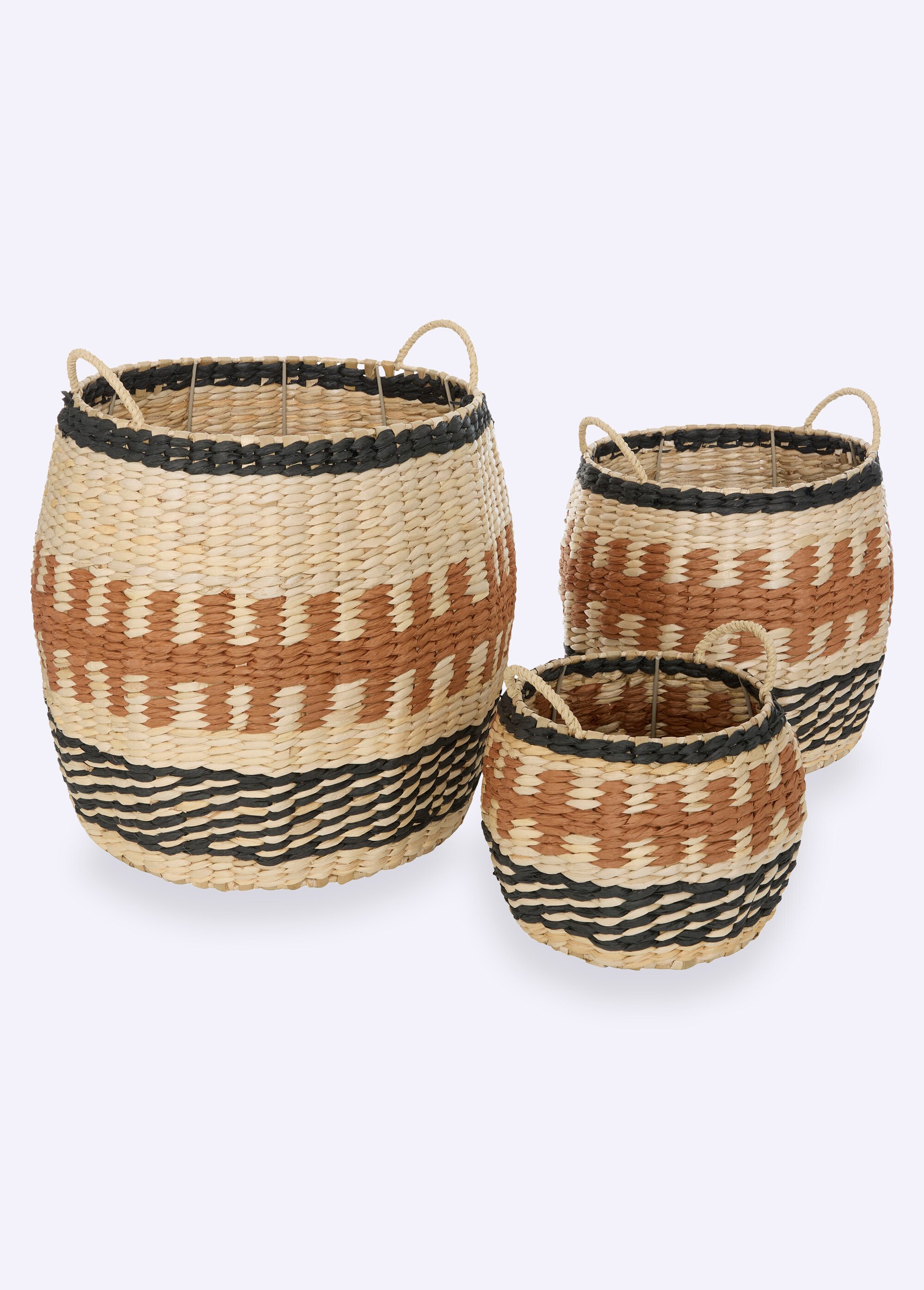 Set de 3 paniers tressés style ethnique Beige JJA-211500 FA1