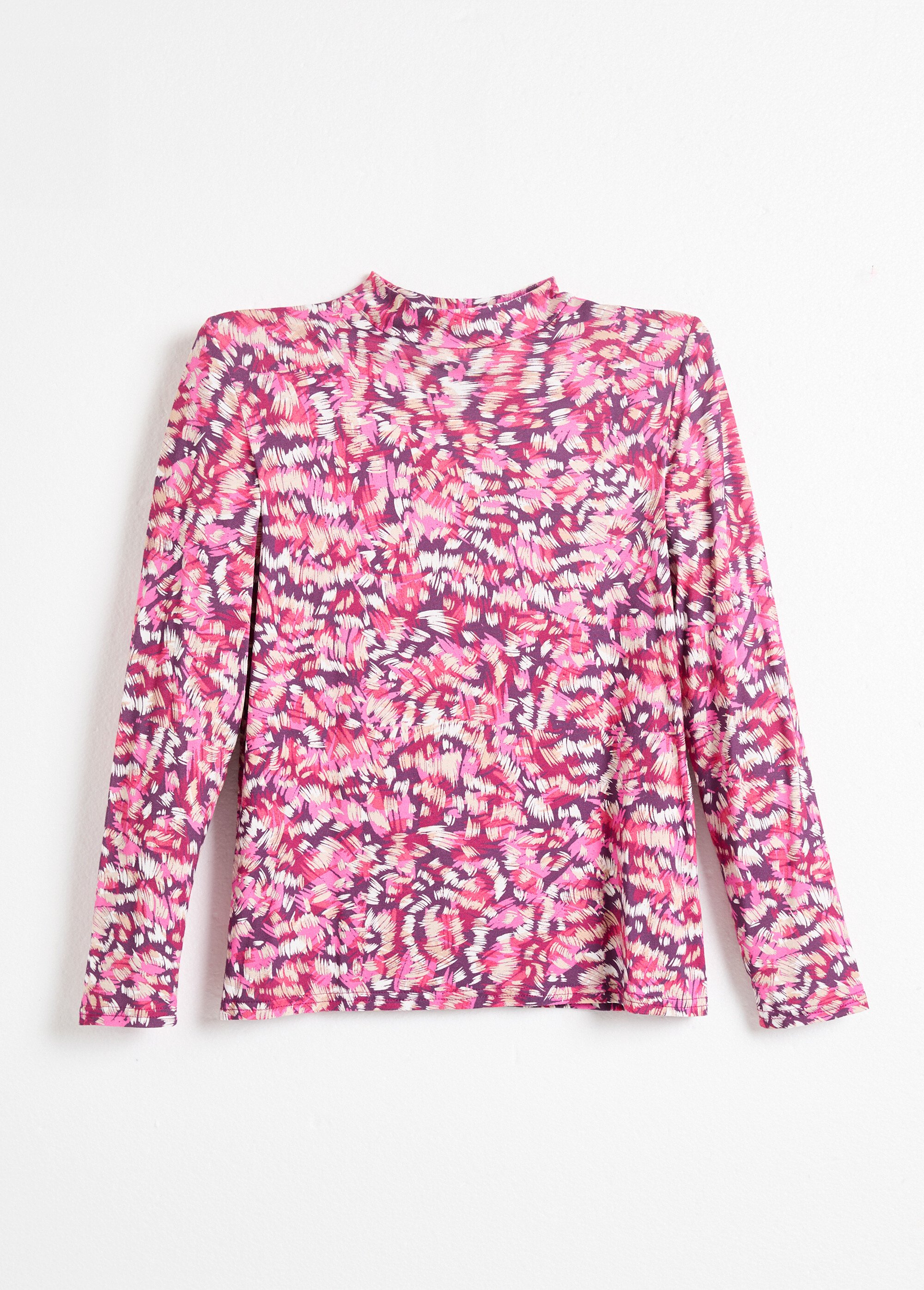 Sous-pull imprimé col montant manches longues Femme Violet CYBILLE AP1