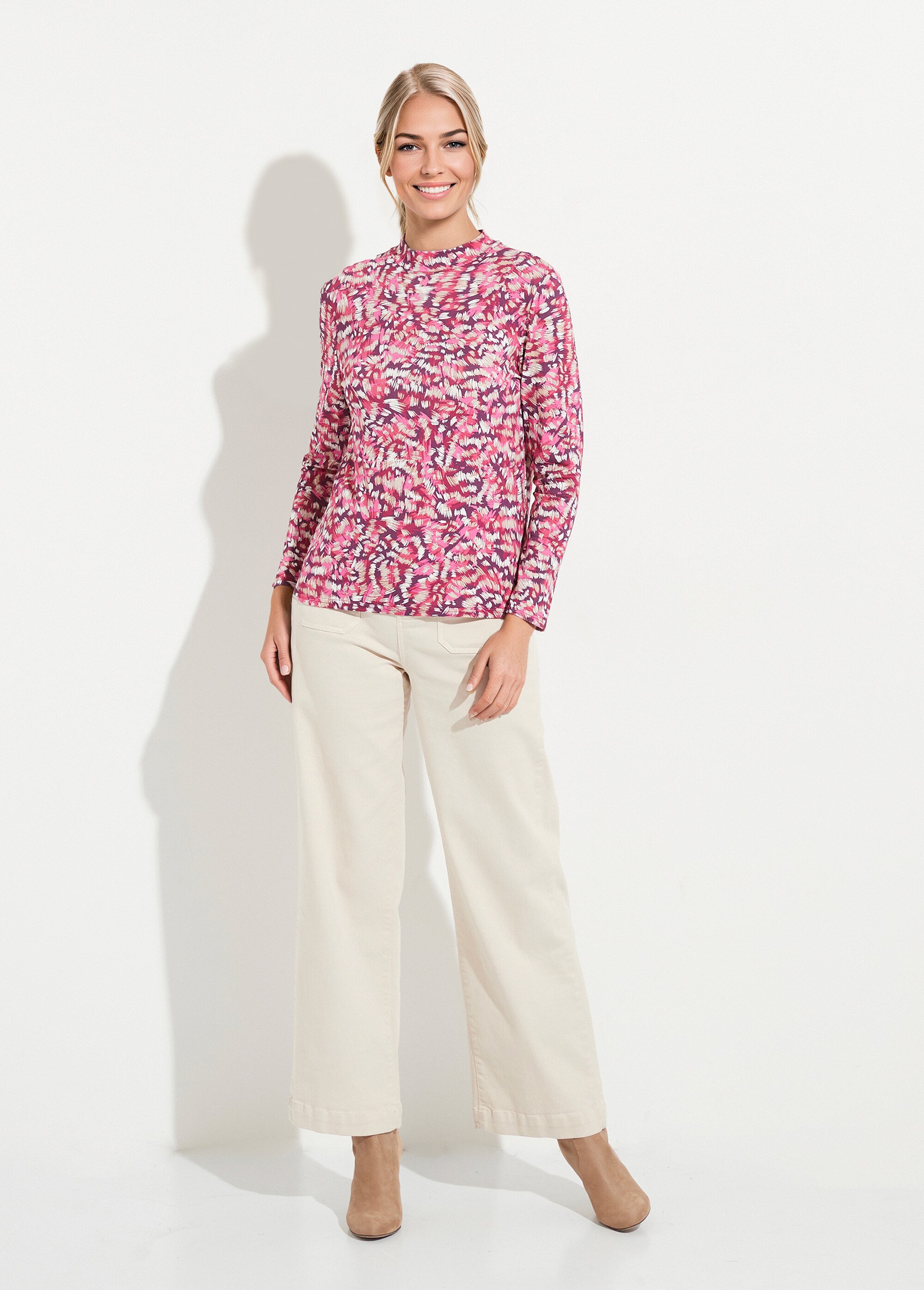 Sous-pull imprimé col montant manches longues Femme Violet CYBILLE SF1
