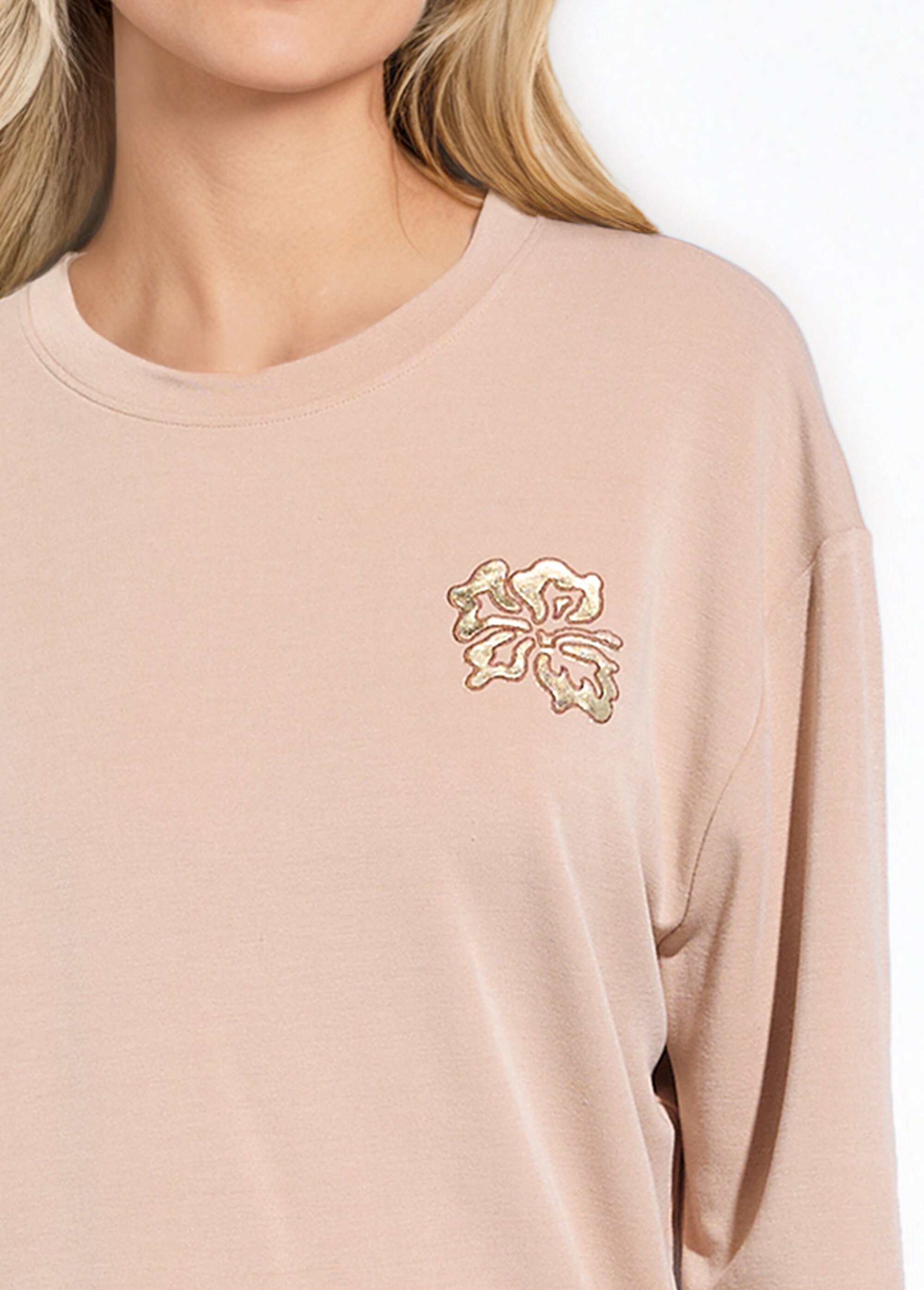 Sweat volume boite molleton brodé détail brillant Marron PEGGIE DE1