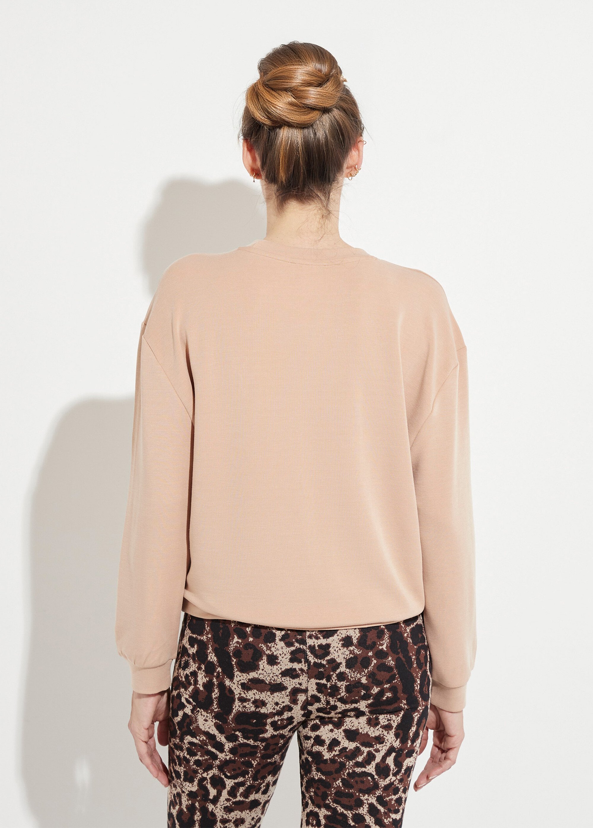 Sweat volume boite molleton brodé détail brillant Marron PEGGIE DO1