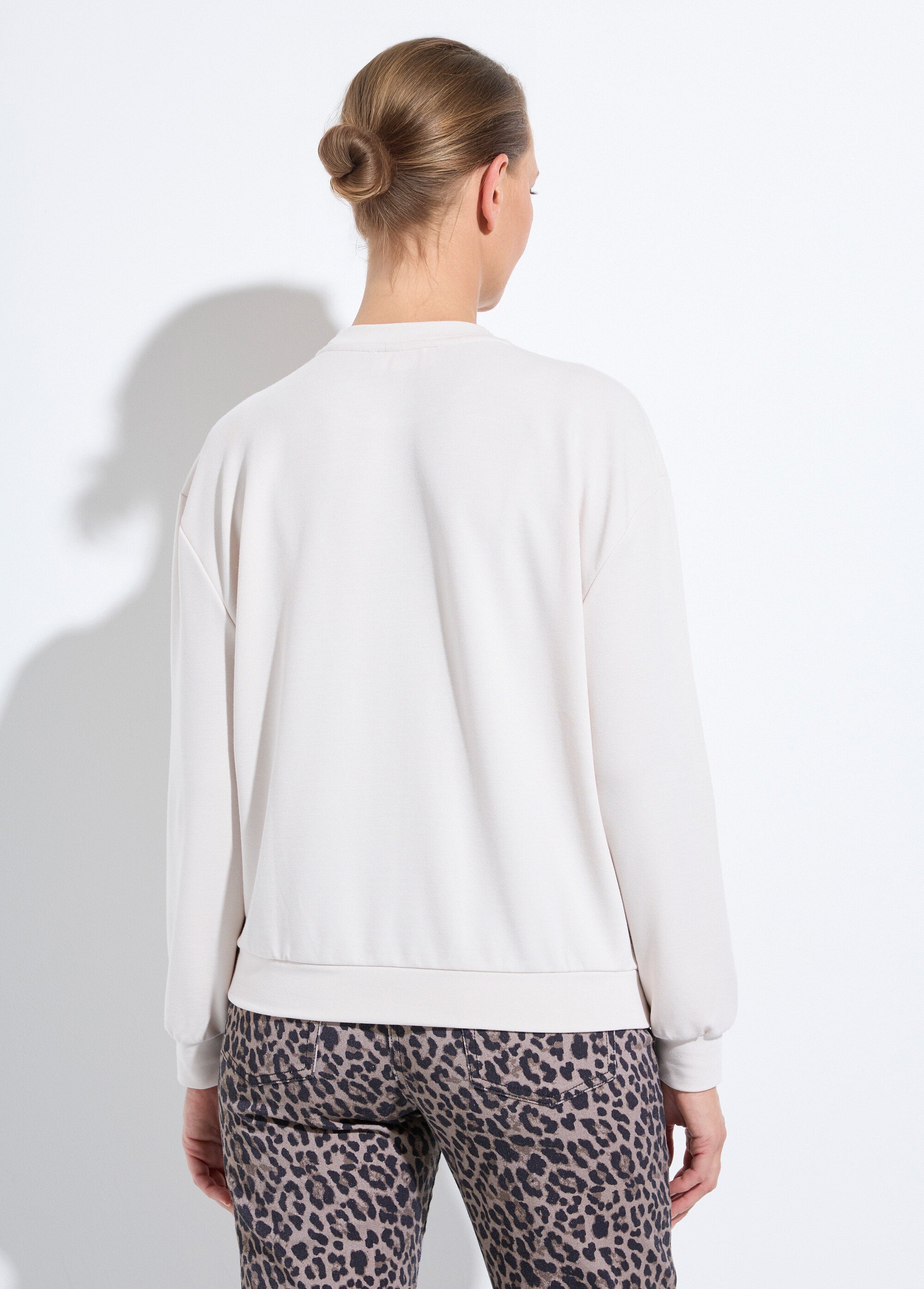 Sweat volume boite molleton brodé détail brillant Beige PEGGIE DO1