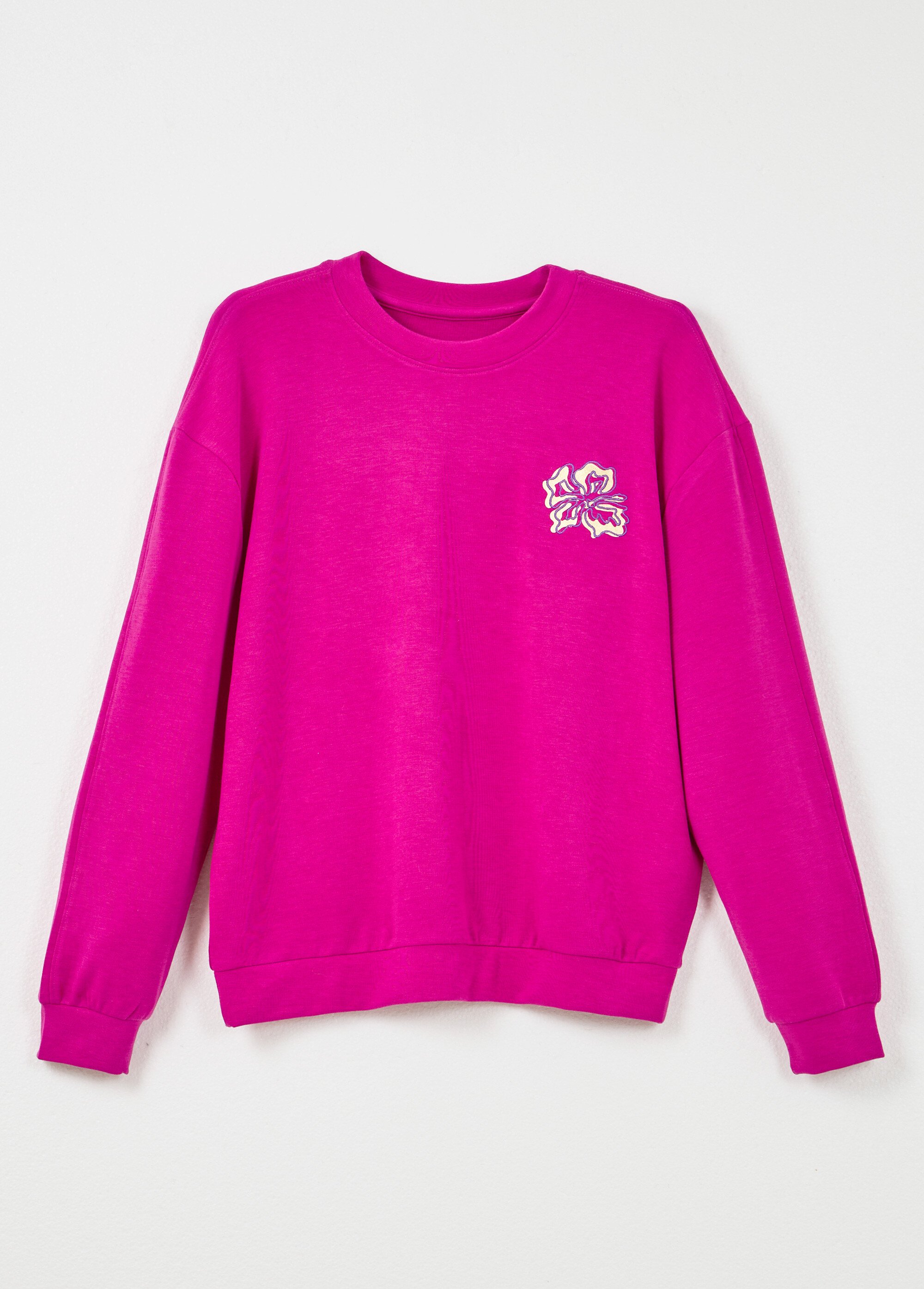 Sweat volume boite molleton brodé détail brillant Violet PEGGIE AP1