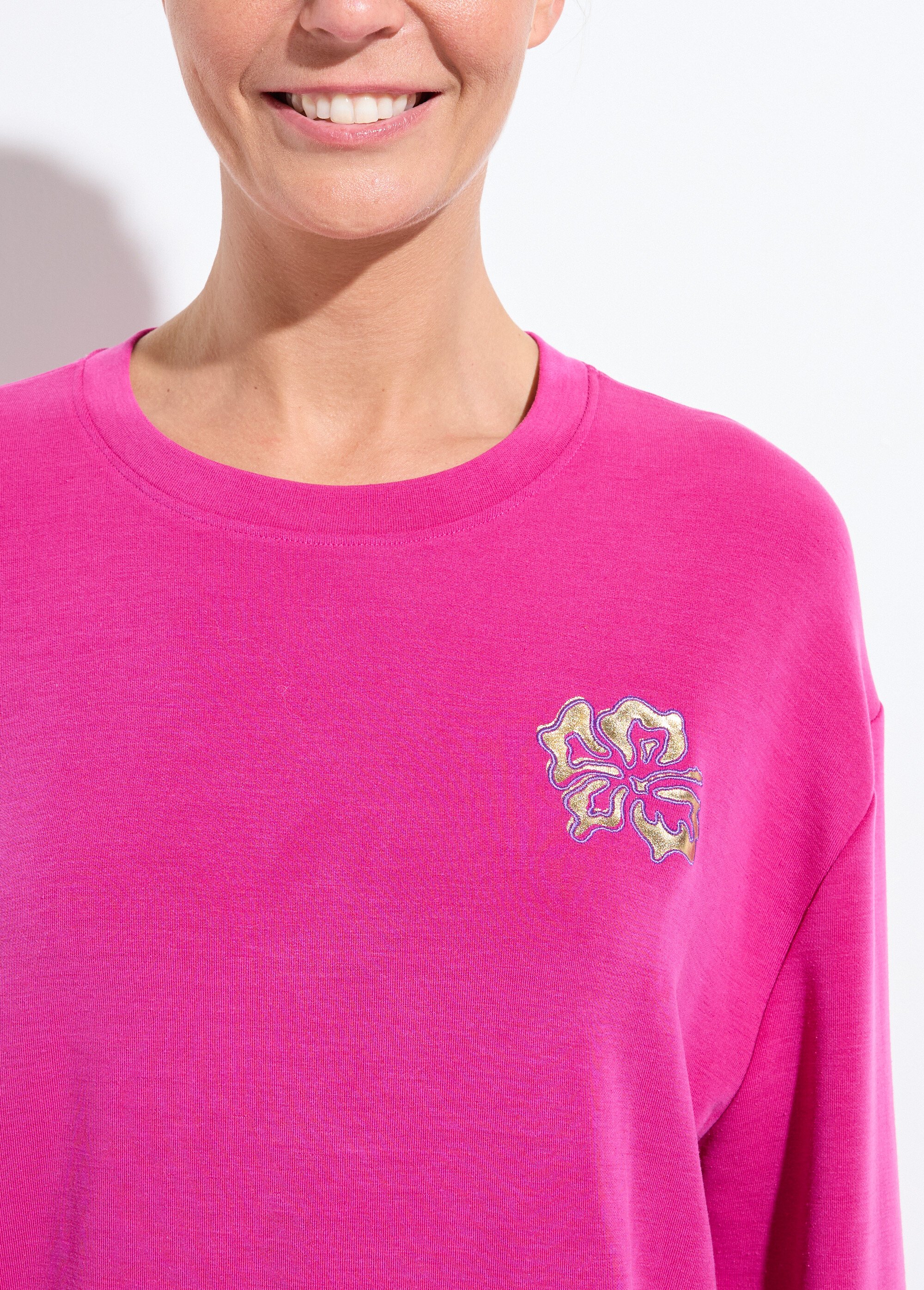 Sweat volume boite molleton brodé détail brillant Violet PEGGIE DE1