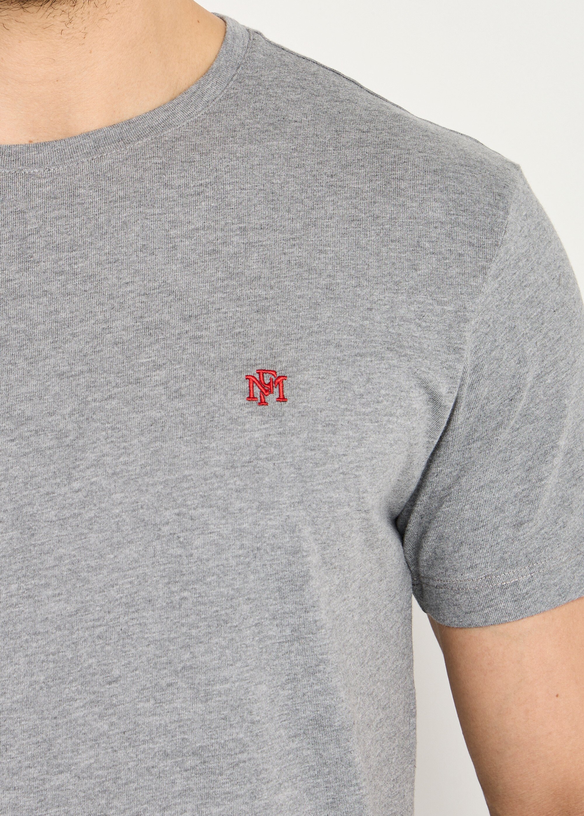 T-shirt col rond brodé manches courtes