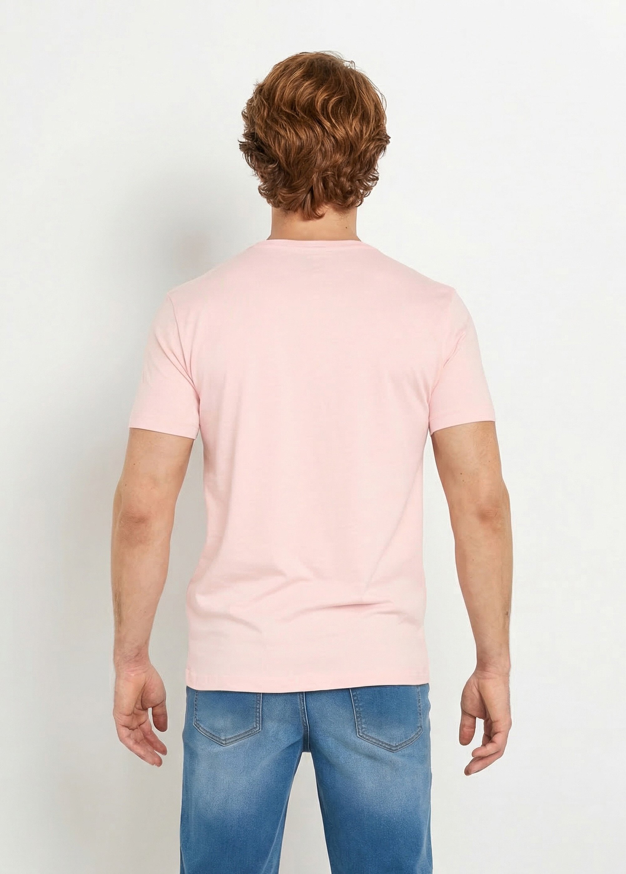 T-shirt col rond brodé manches courtes Homme ROSE PALE FABIAN DO1