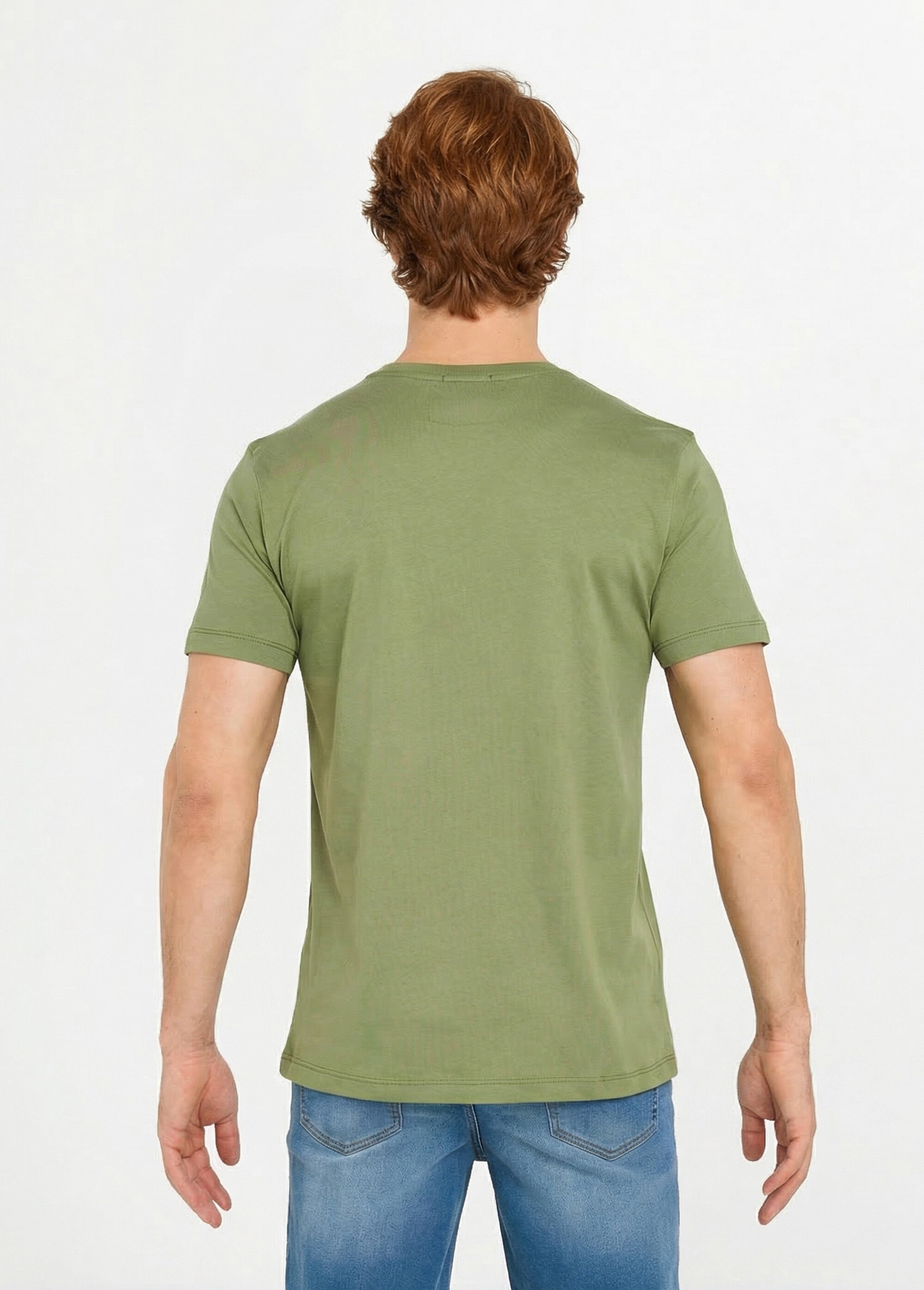 T-shirt col rond brodé manches courtes Homme Vert FABIAN DO1