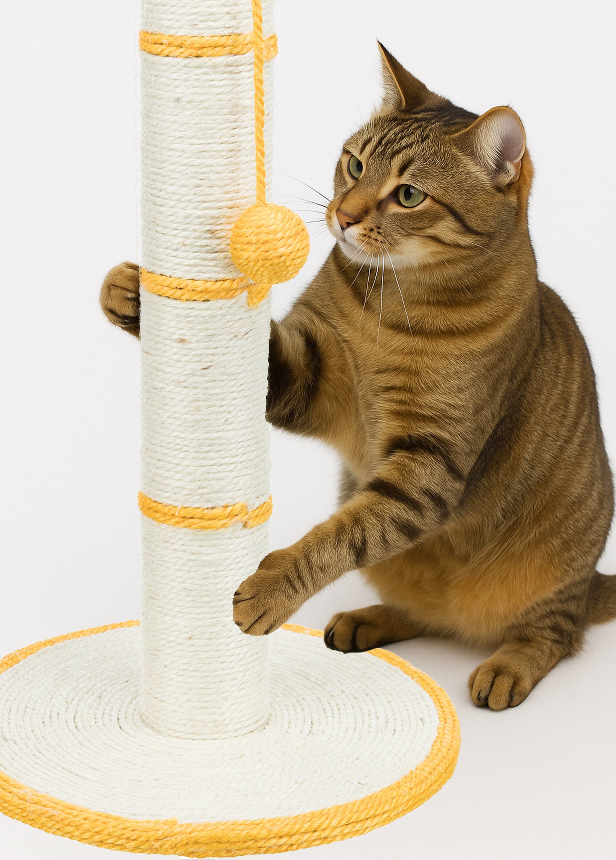 Tronc à griffer sisal + balle, pour chat JAUNE TRX-4310 SI1