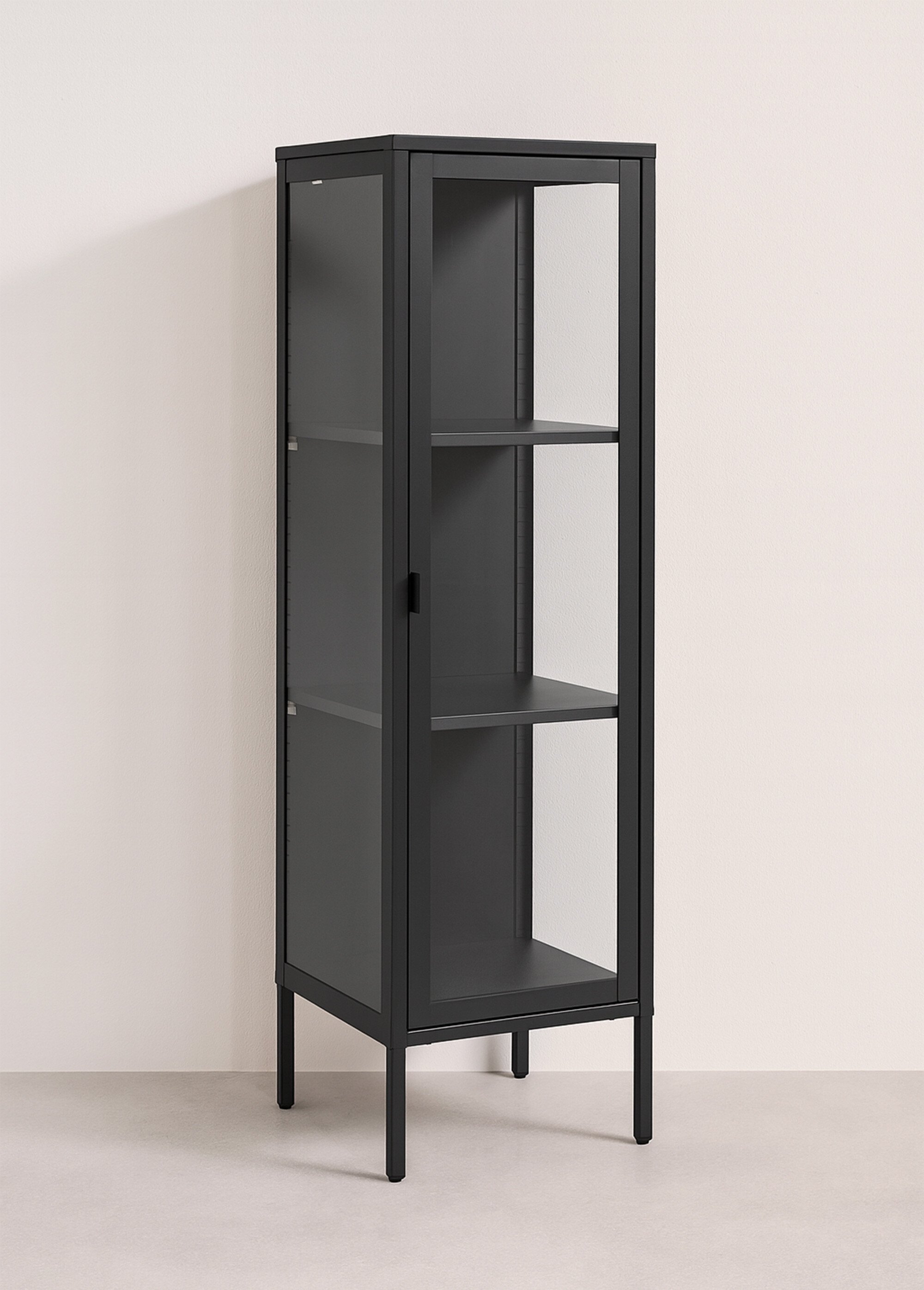 Armoire vitrée 1 porte en métal NOIR HN-3003005 FA1