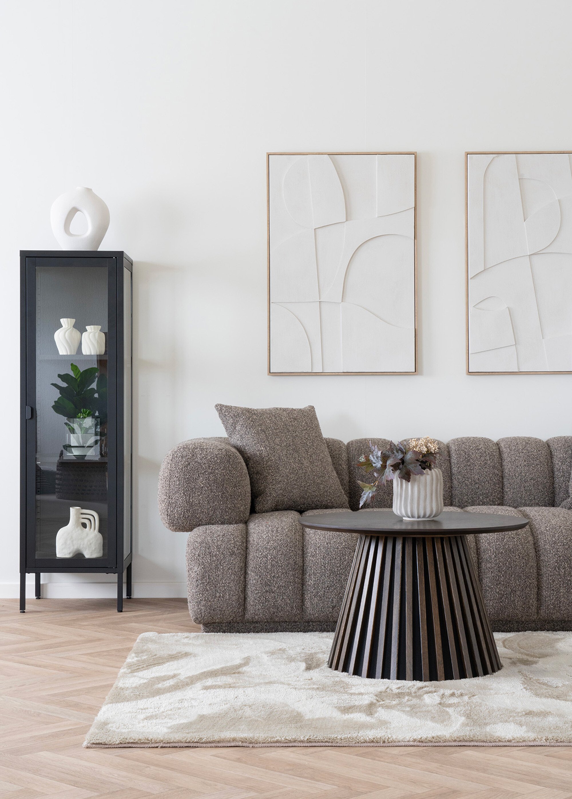 Armoire vitrée 1 porte en métal NOIR HN-3003005 SI1