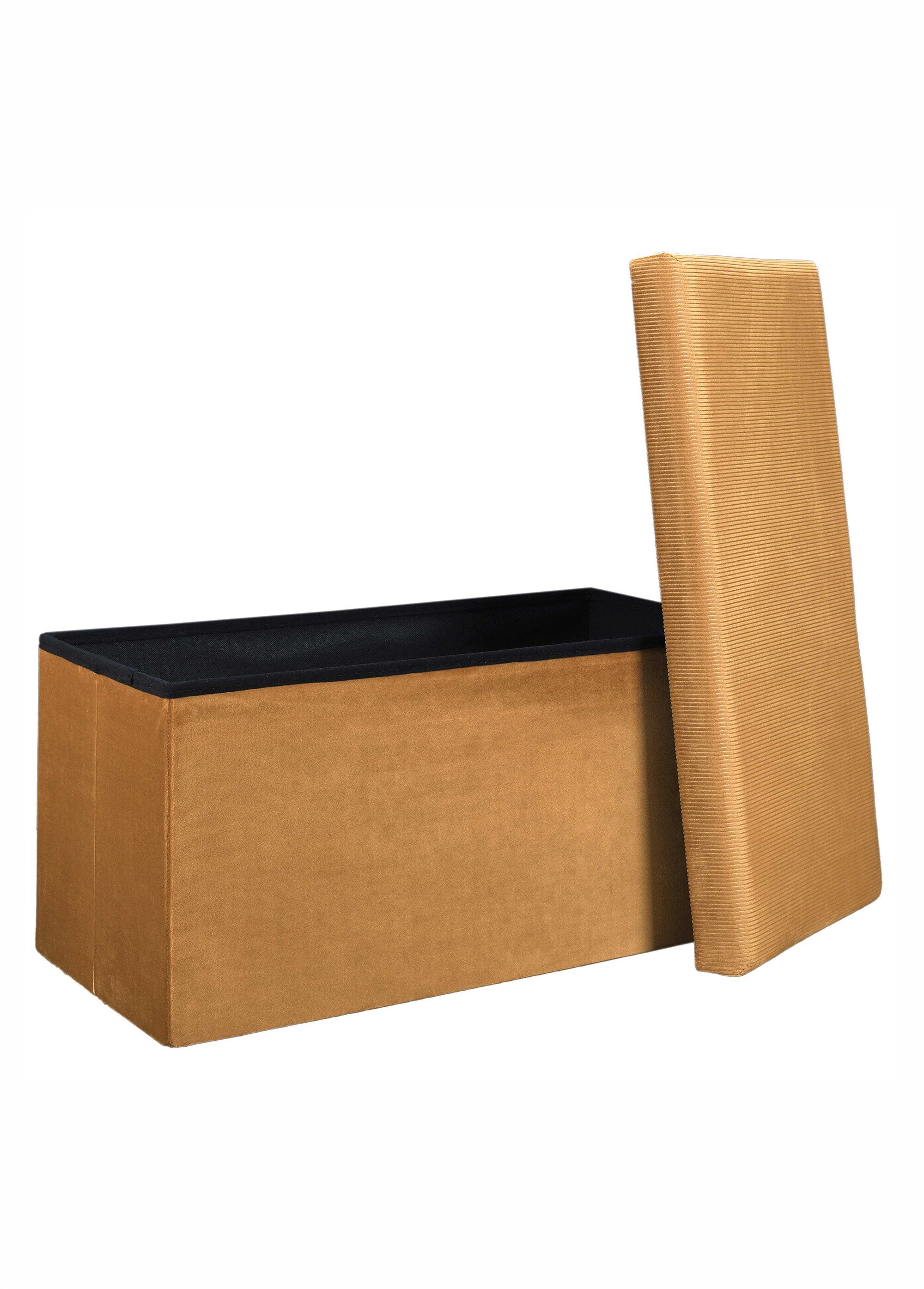 Banc coffre en velours cotelé GIULIA JAUNE CMP-HD6817 DE3