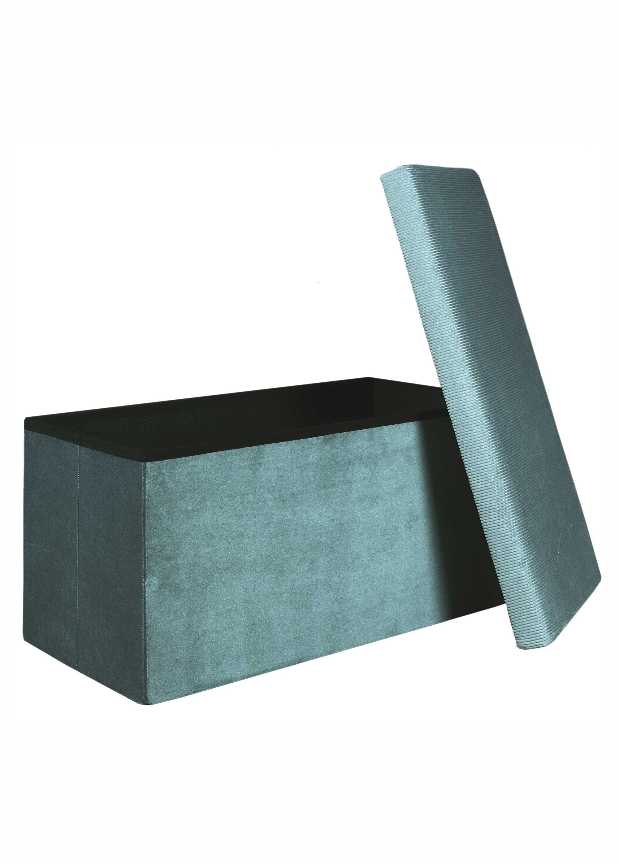 Banc coffre en velours cotelé GIULIA BLEU CMP-HD6817 DE3