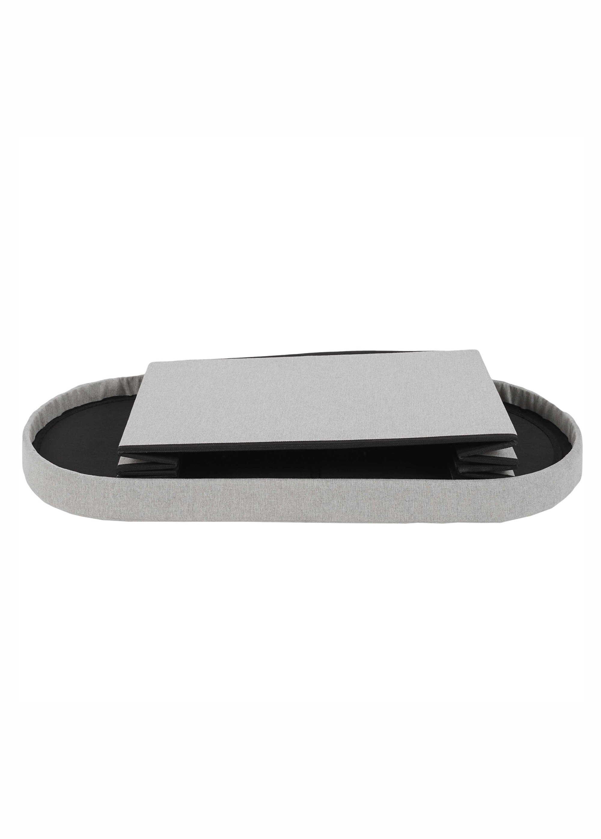 Banc coffre pliable ovale en tissu GRIS CMP-HD0193 DE3