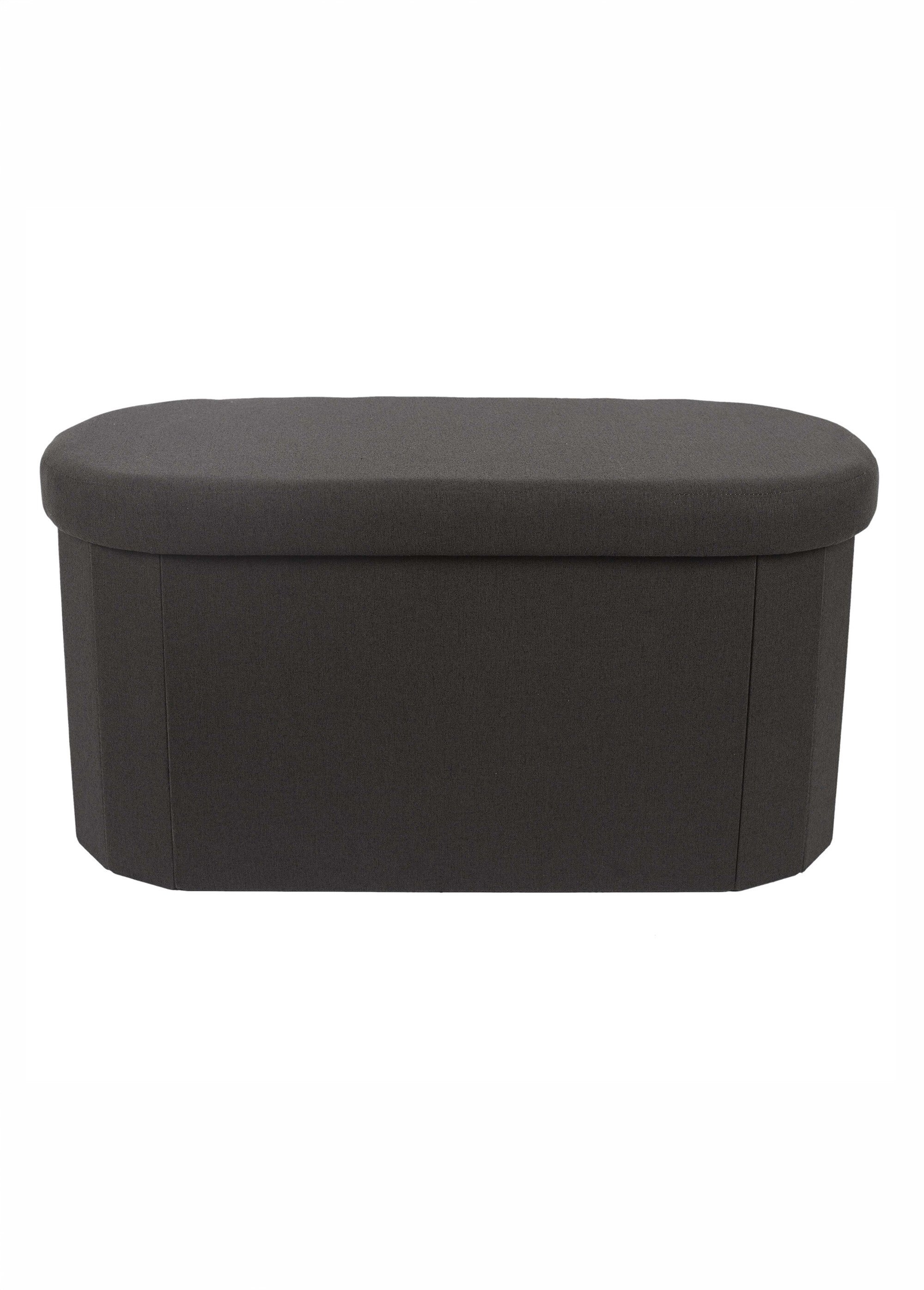 Banc coffre pliable ovale en tissu NOIR CMP-HD0193 DE1
