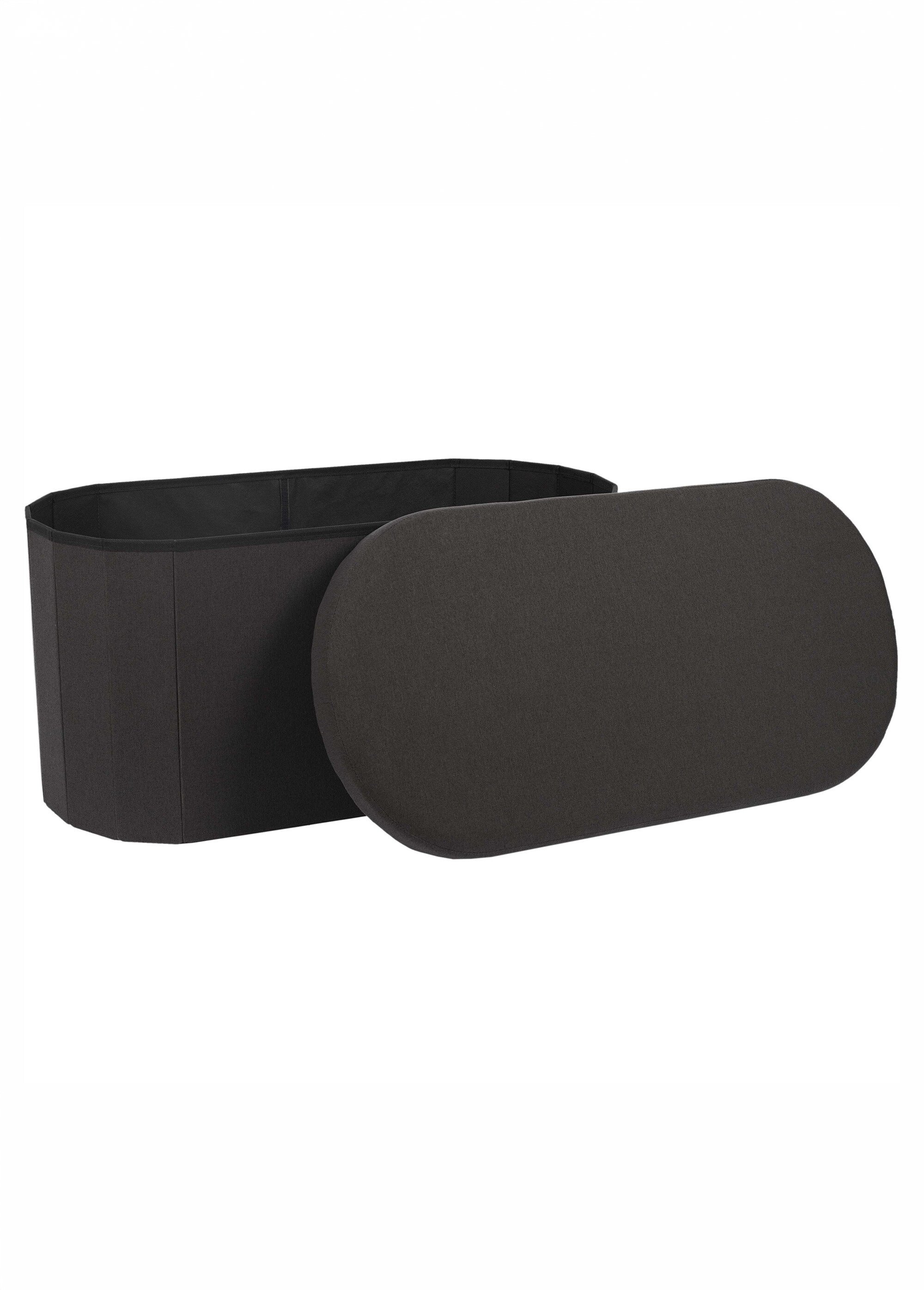 Banc coffre pliable ovale en tissu NOIR CMP-HD0193 DE2