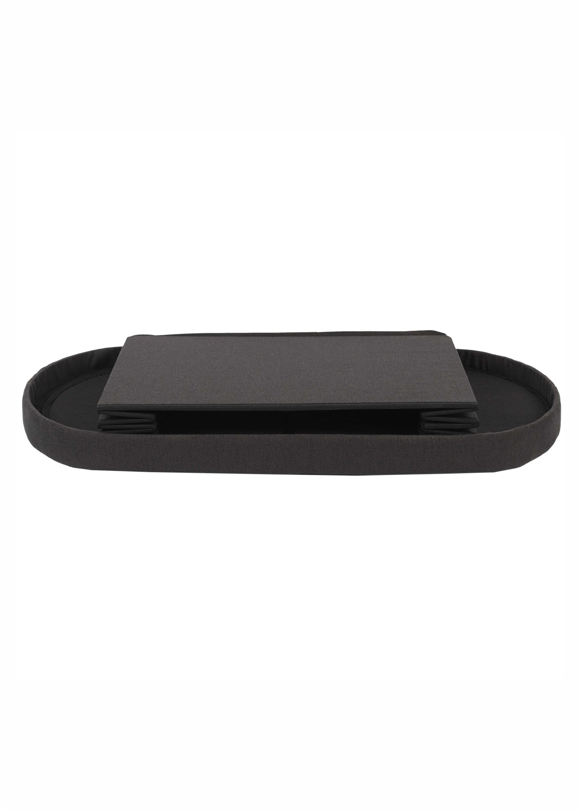 Banc coffre pliable ovale en tissu NOIR CMP-HD0193 DE3