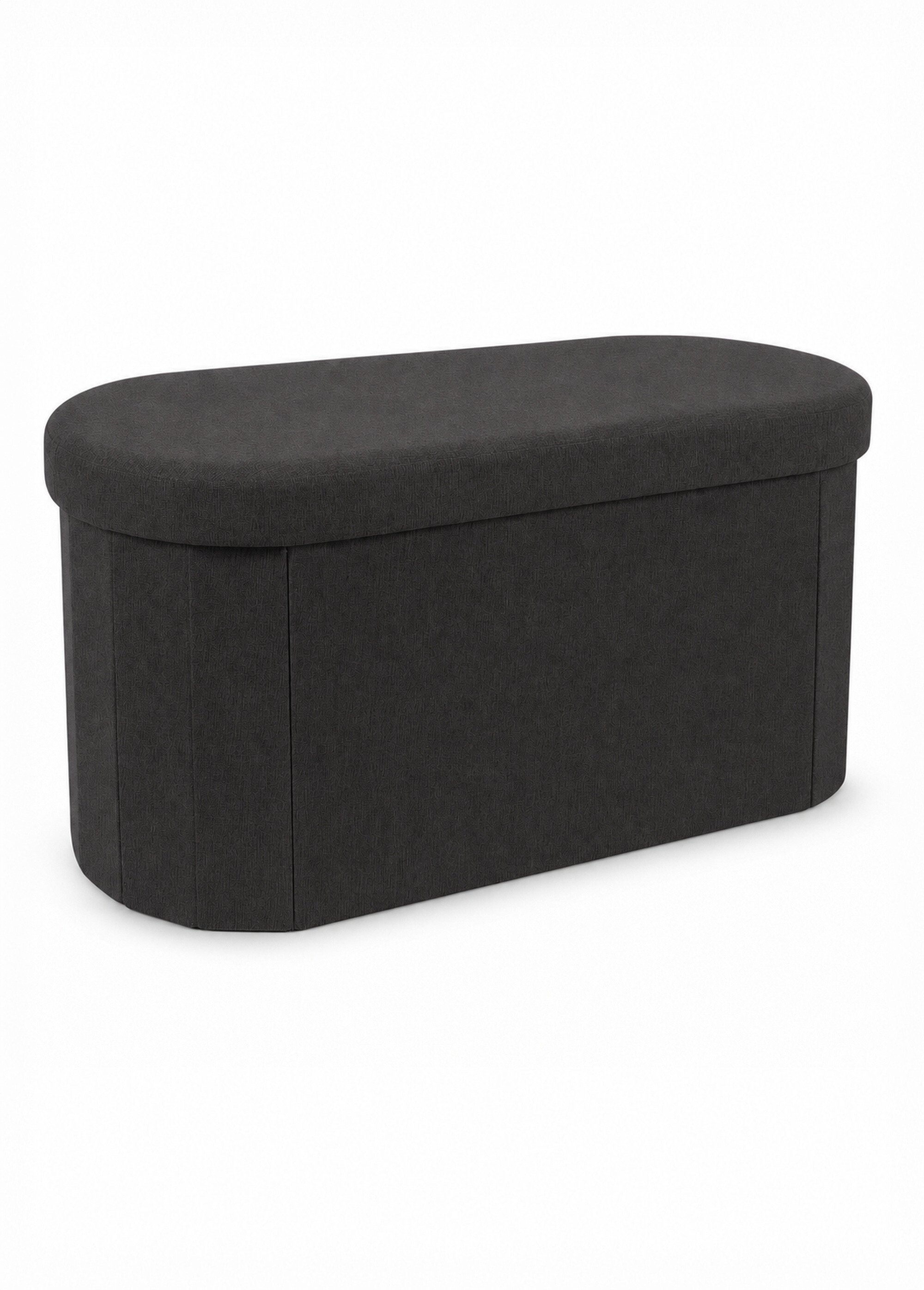 Banc coffre pliable ovale en tissu NOIR CMP-HD0193 FA1