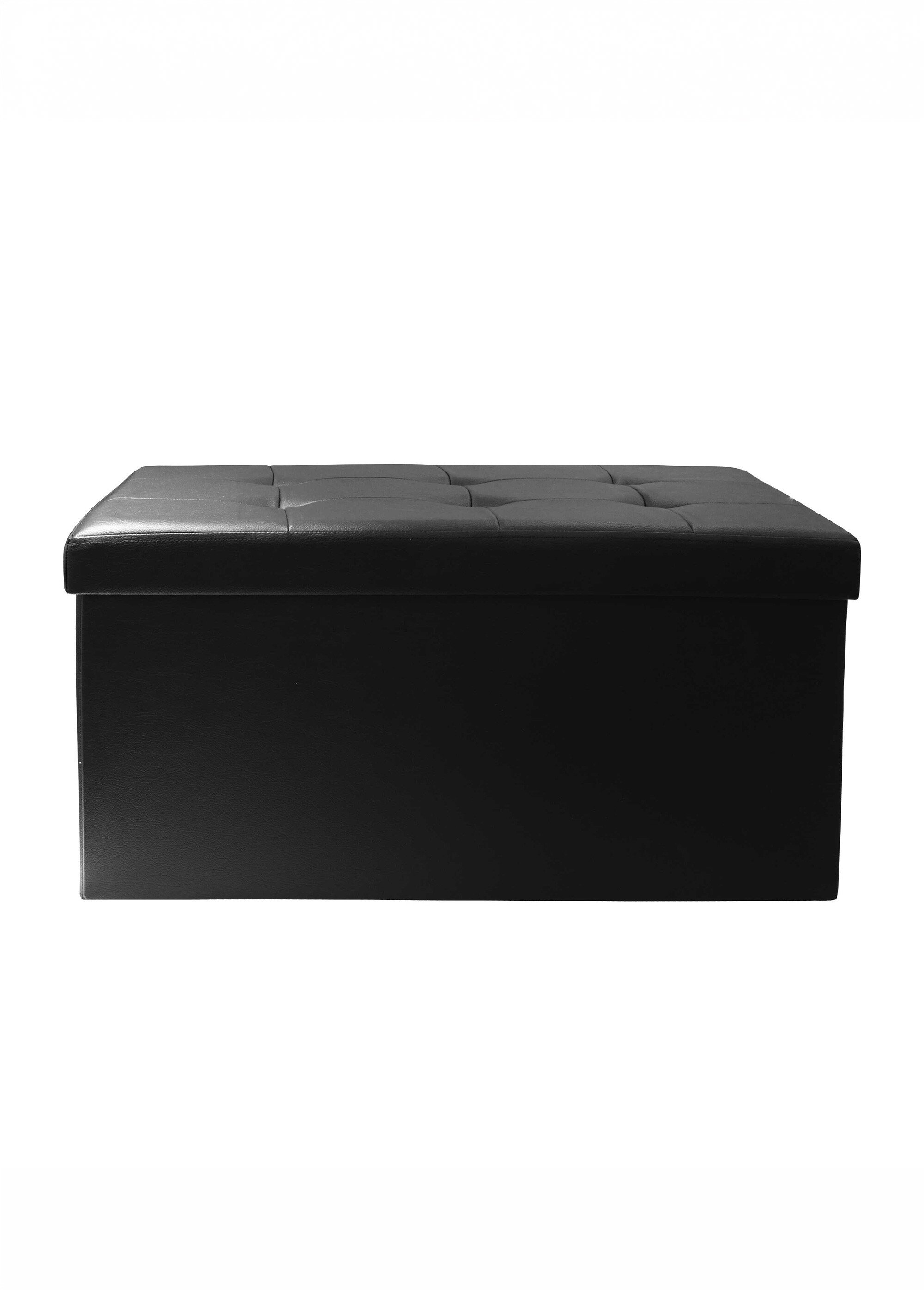 Banc coffre pliable simili cuir capitons NOIR CMP-HD3404 DE1