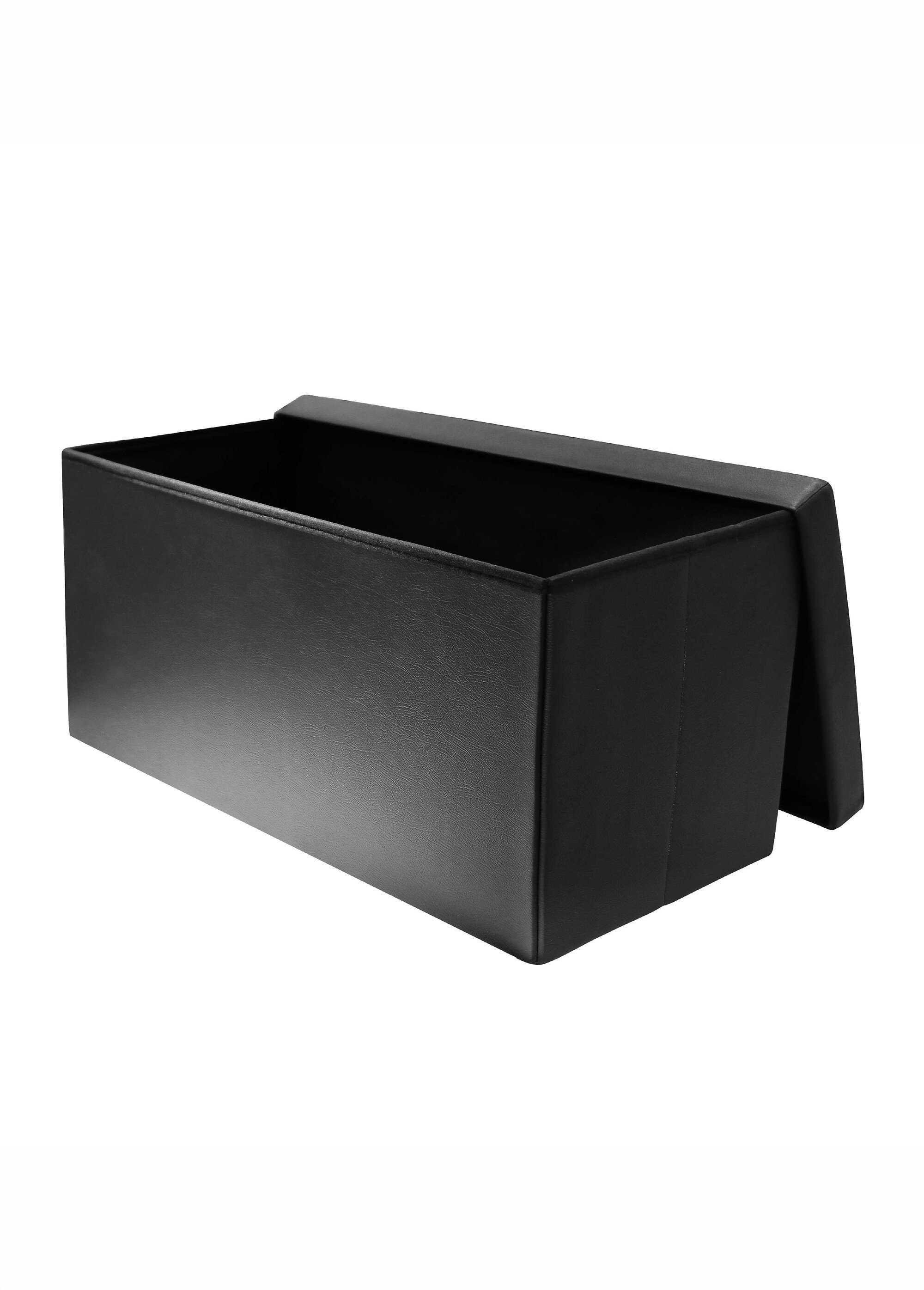 Banc coffre pliable simili cuir capitons NOIR CMP-HD3404 DE2