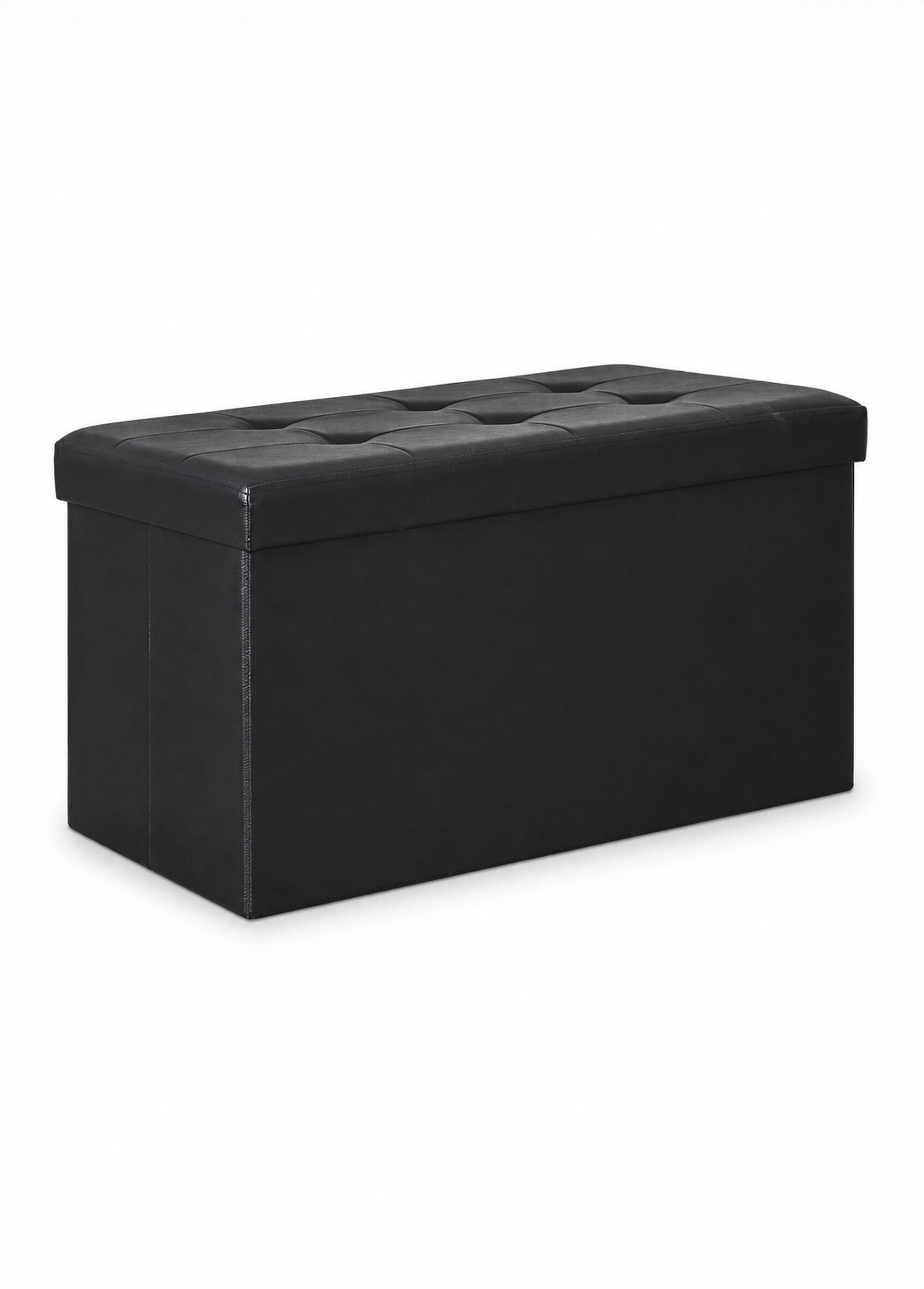 Banc coffre pliable simili cuir capitons NOIR CMP-HD3404 FA1