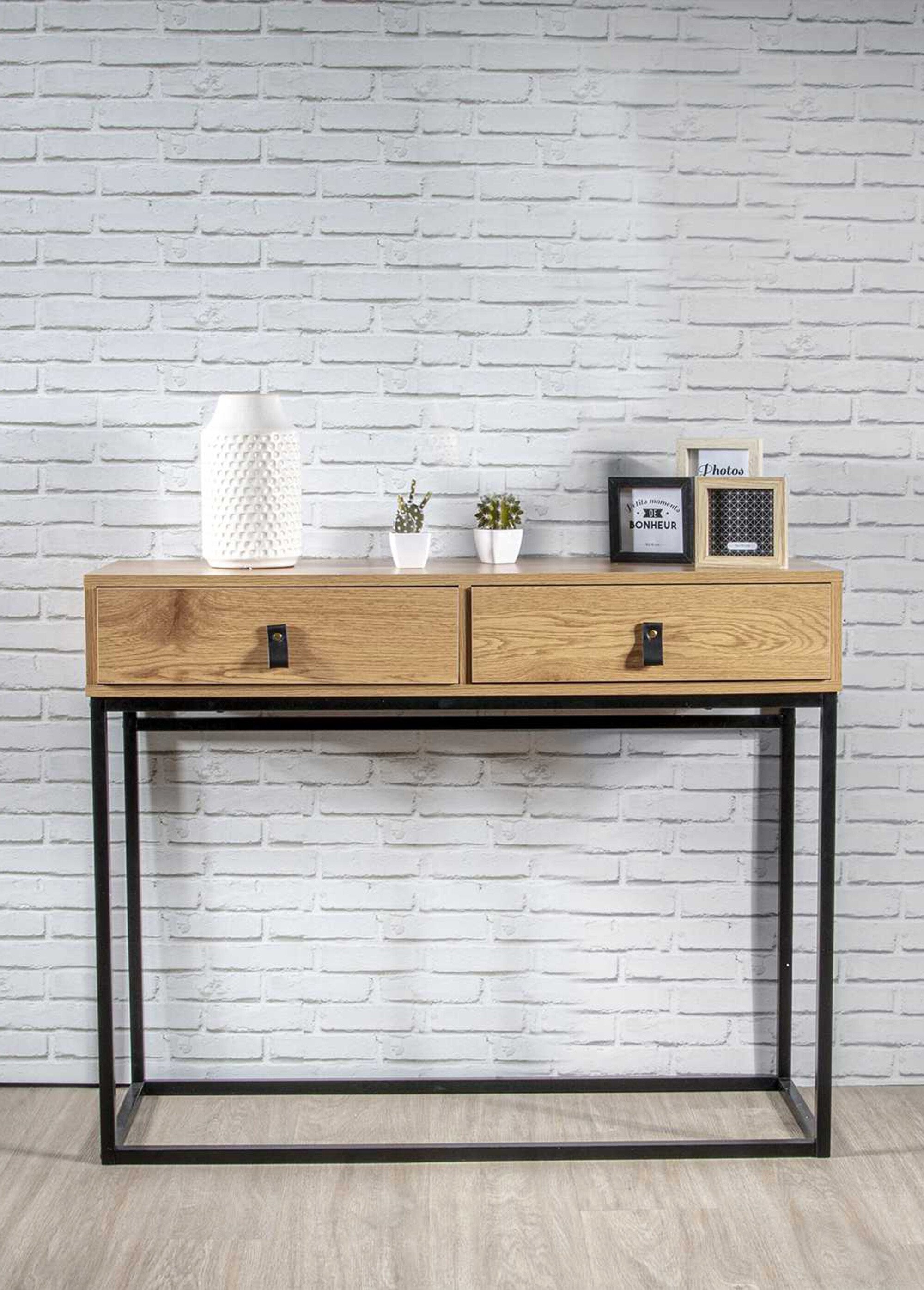 Console en bois clair et métal ABBOTT BEIGE CMP-HD6623 SI1