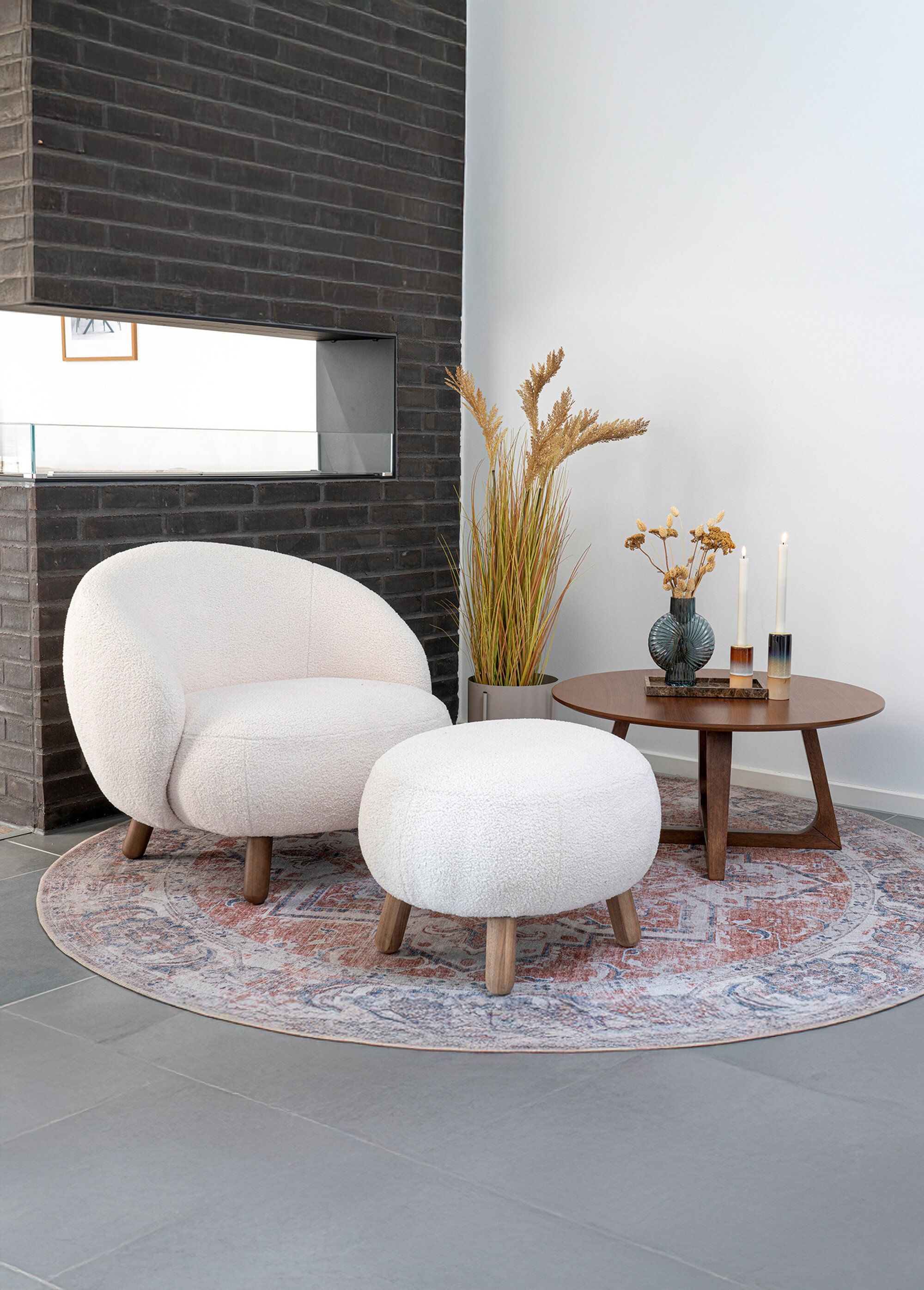 Repose pieds bouclette et aspect noyer BLANC HN-1501185 SI1