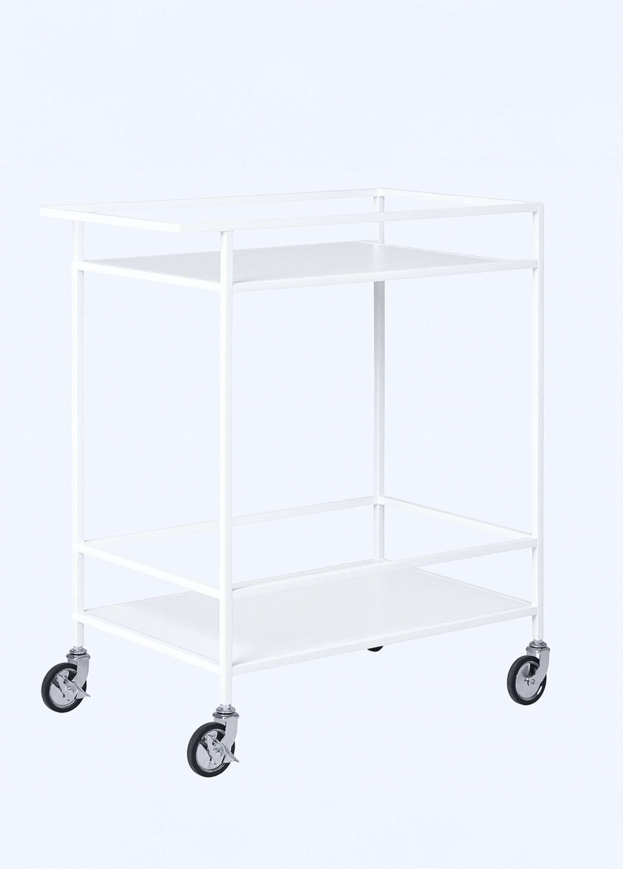 Desserte roulante 2 niveaux en métal BLANC HN-2101531 FA1