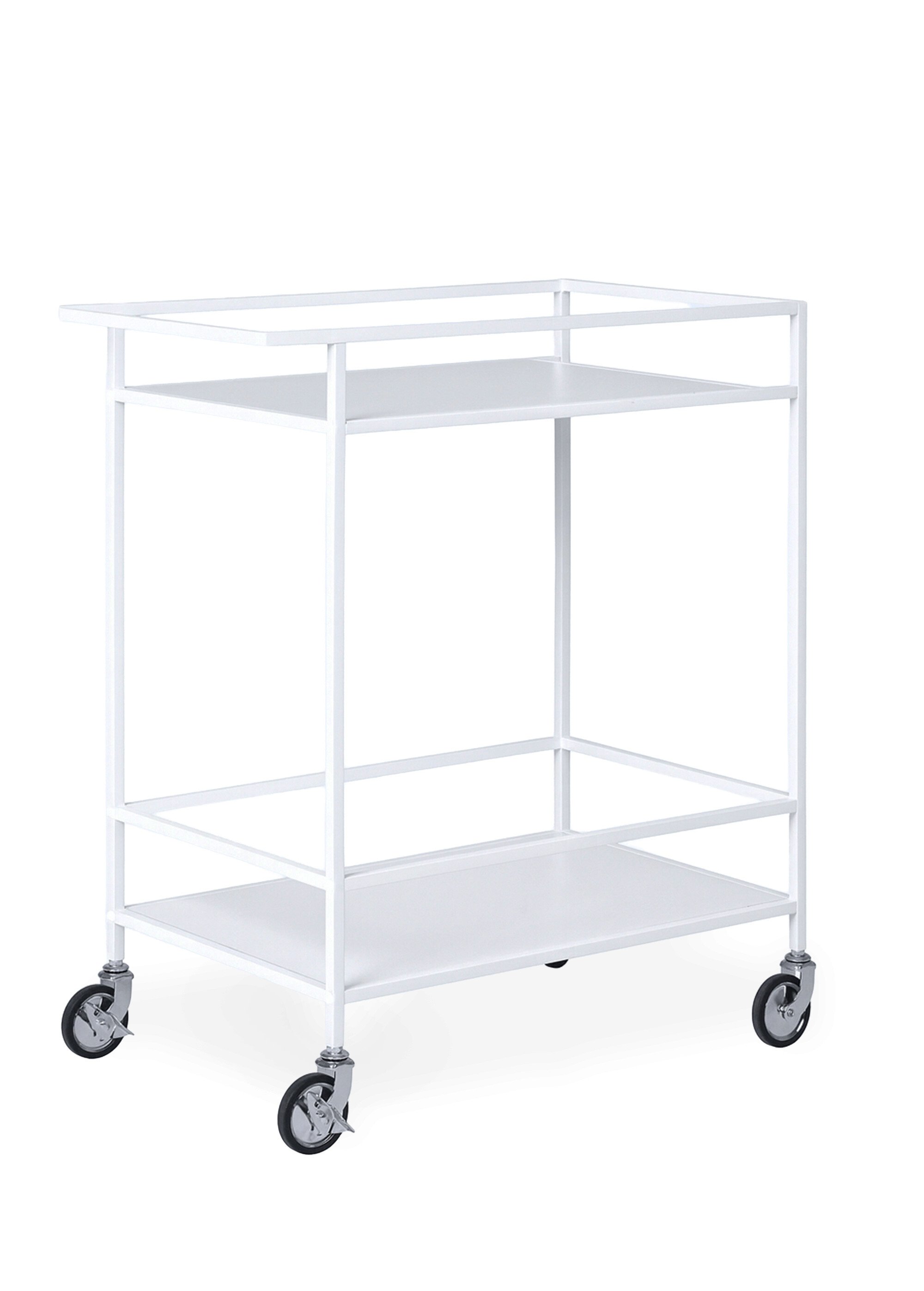 Desserte roulante 2 niveaux en métal BLANC HN-2101531 FA1