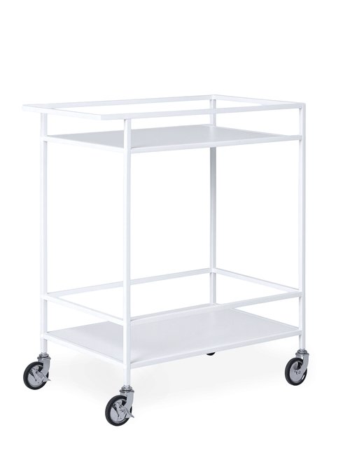 Desserte roulante 2 niveaux en métal BLANC HN-2101531 FA1