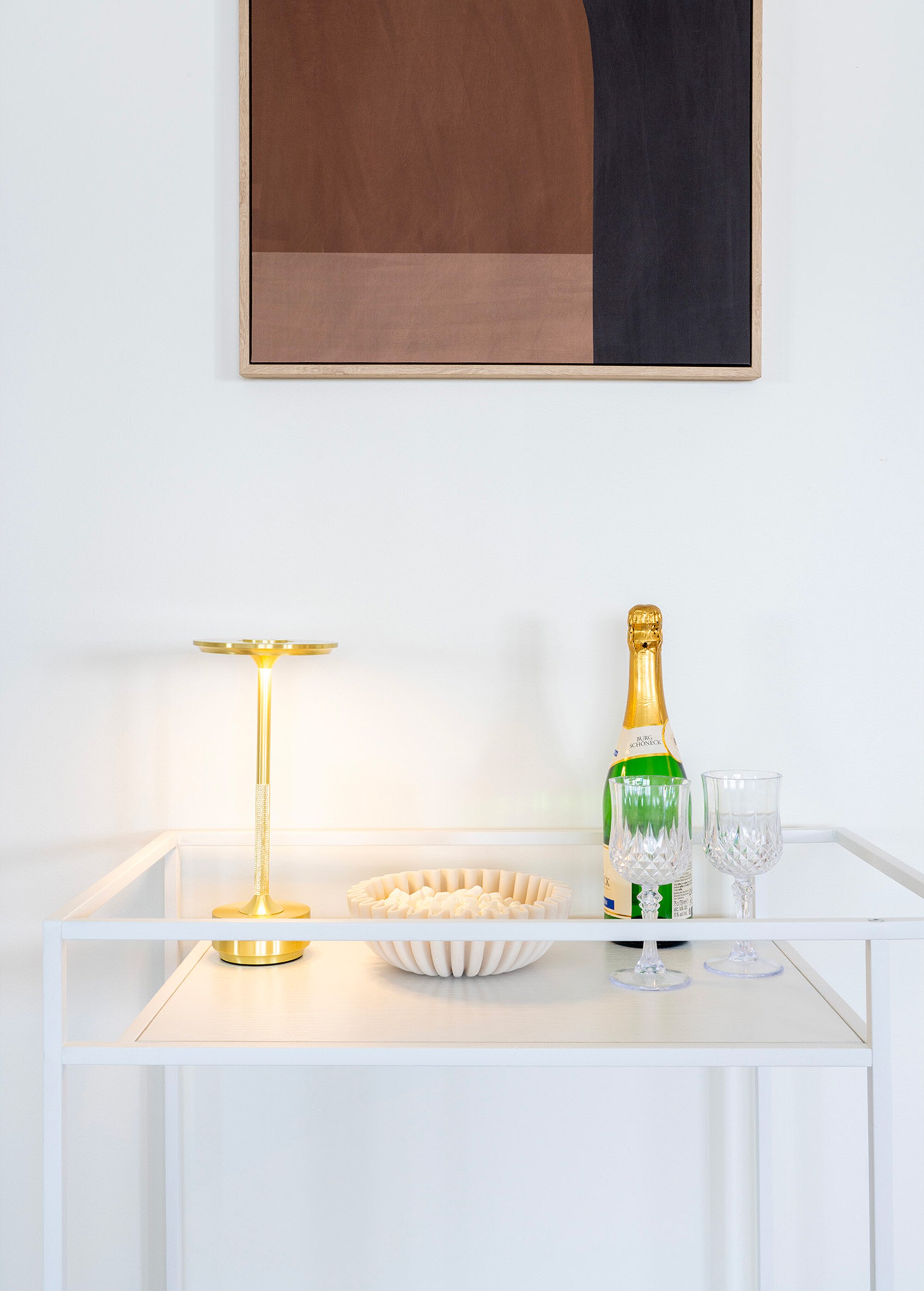 Desserte roulante 2 niveaux en métal BLANC HN-2101531 SI2