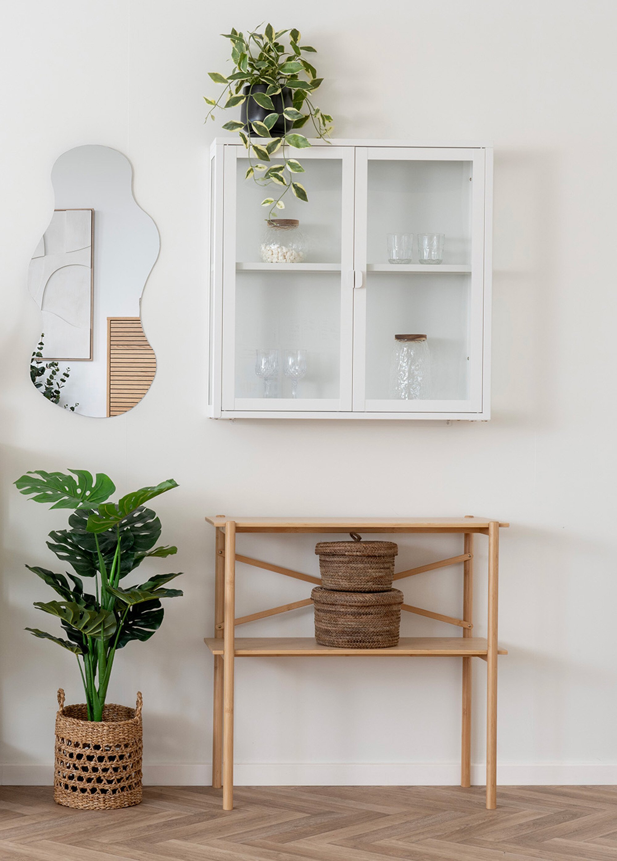 Etagère portes vitrées métal clair à fixer BLANC HN-3003011 SI1