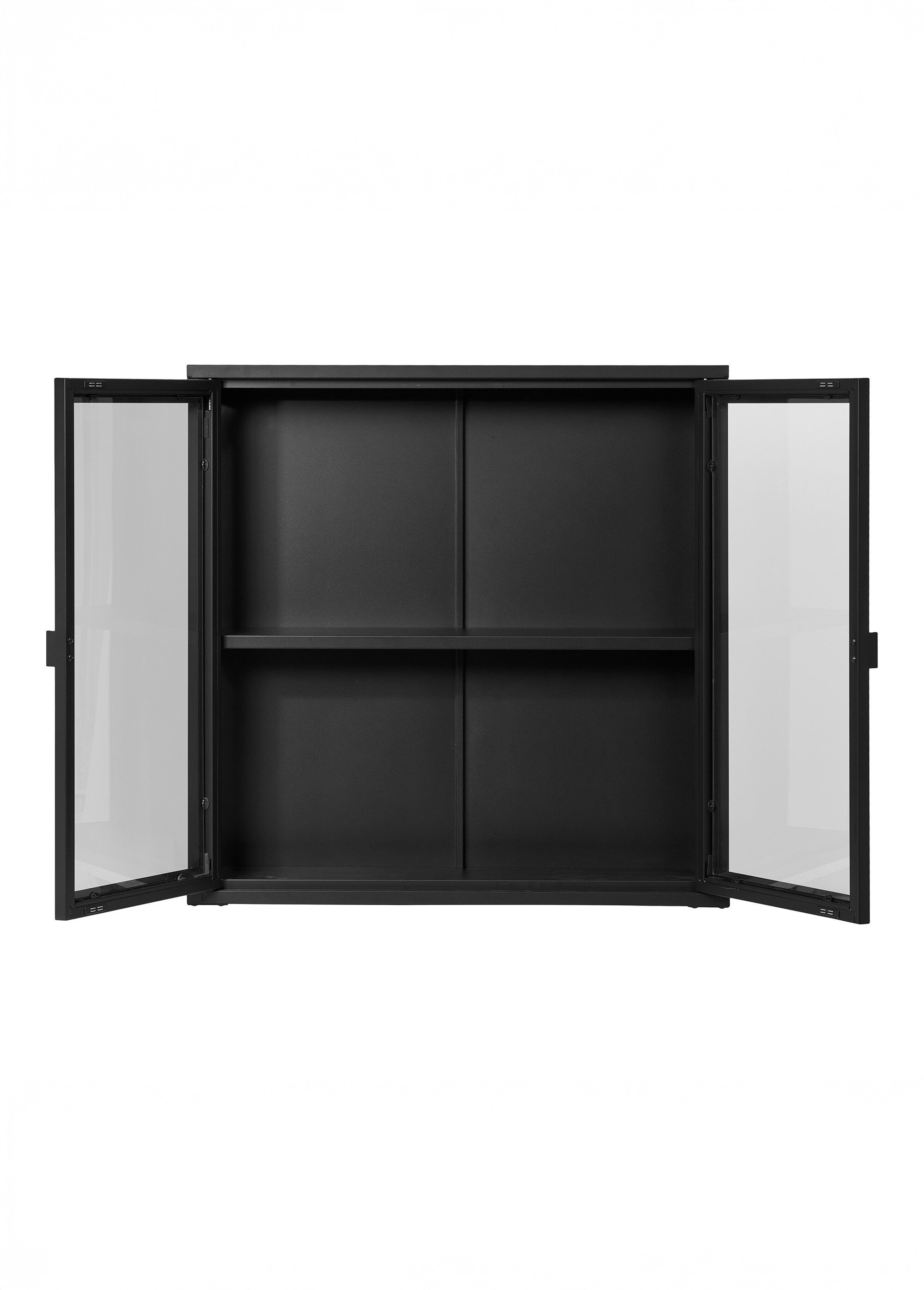 Etagère portes vitrées métal foncé à fixer NOIR HN-3003010 DE1