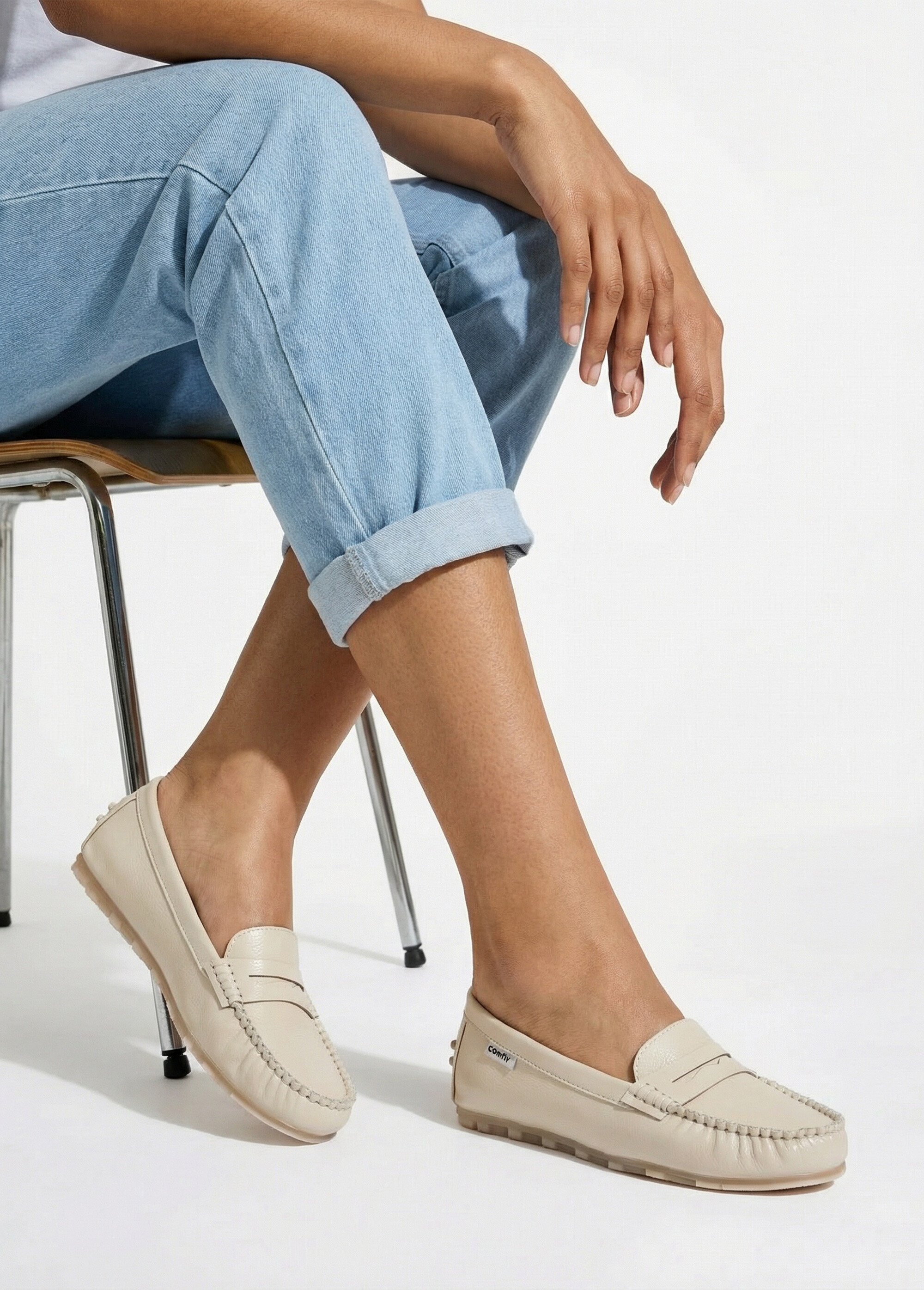 Mocassins vernis, semelle antidérapante Femme VERNIS BEIGE JANNDF938 SI1