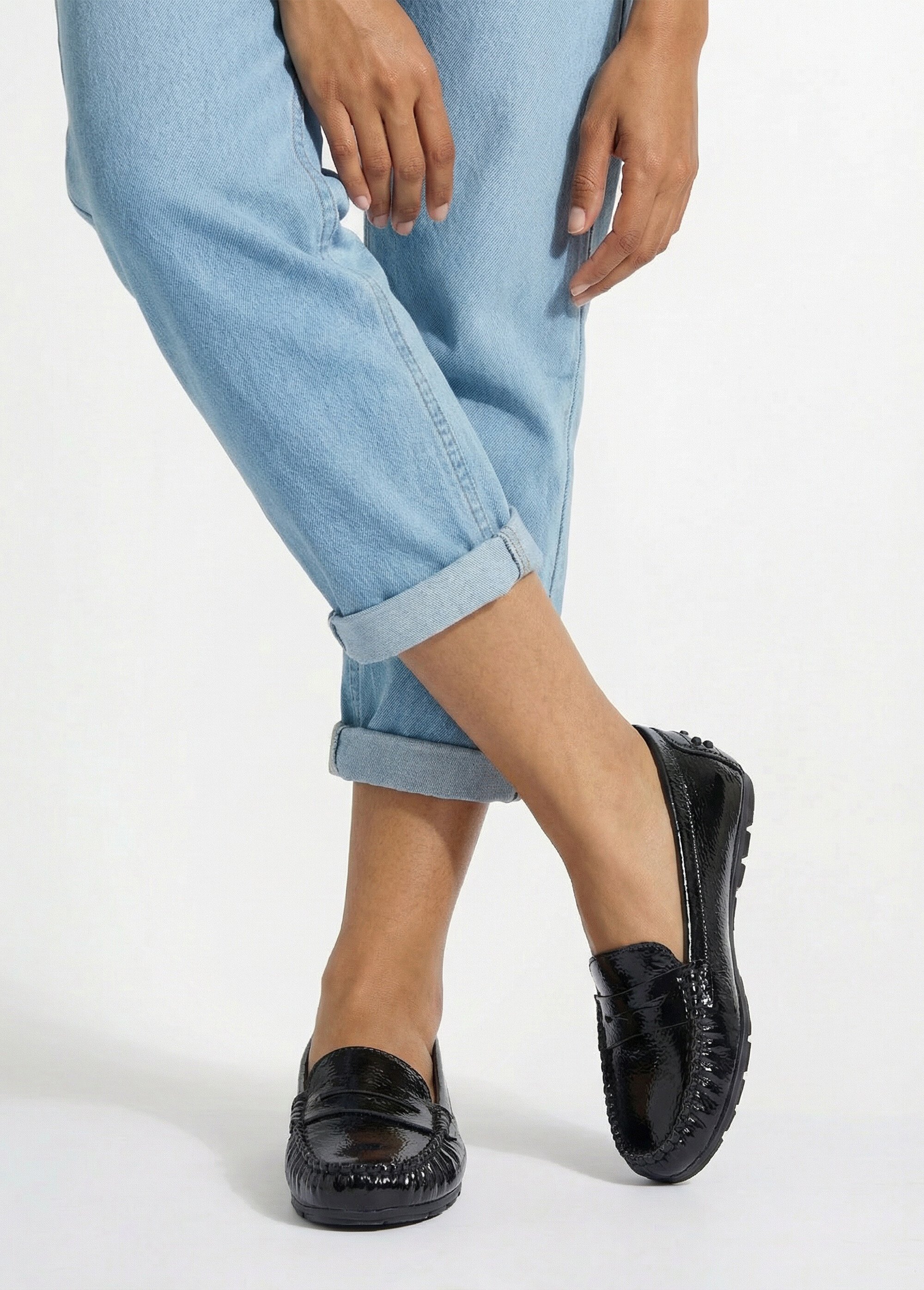 Mocassins vernis, semelle antidérapante Femme VERNIS NOIR JANNDF938 SI1