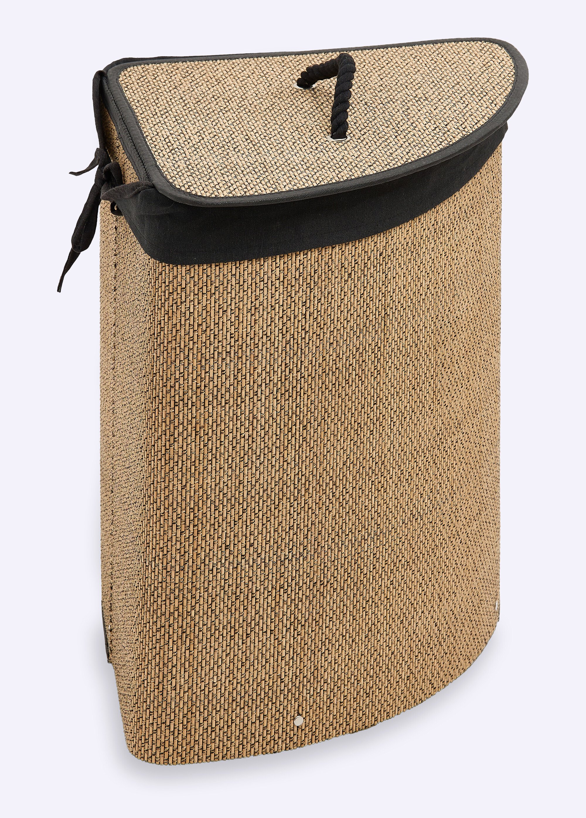 Panier à linge d'angle en bambou, foncé Noir JJA-206945 FA1