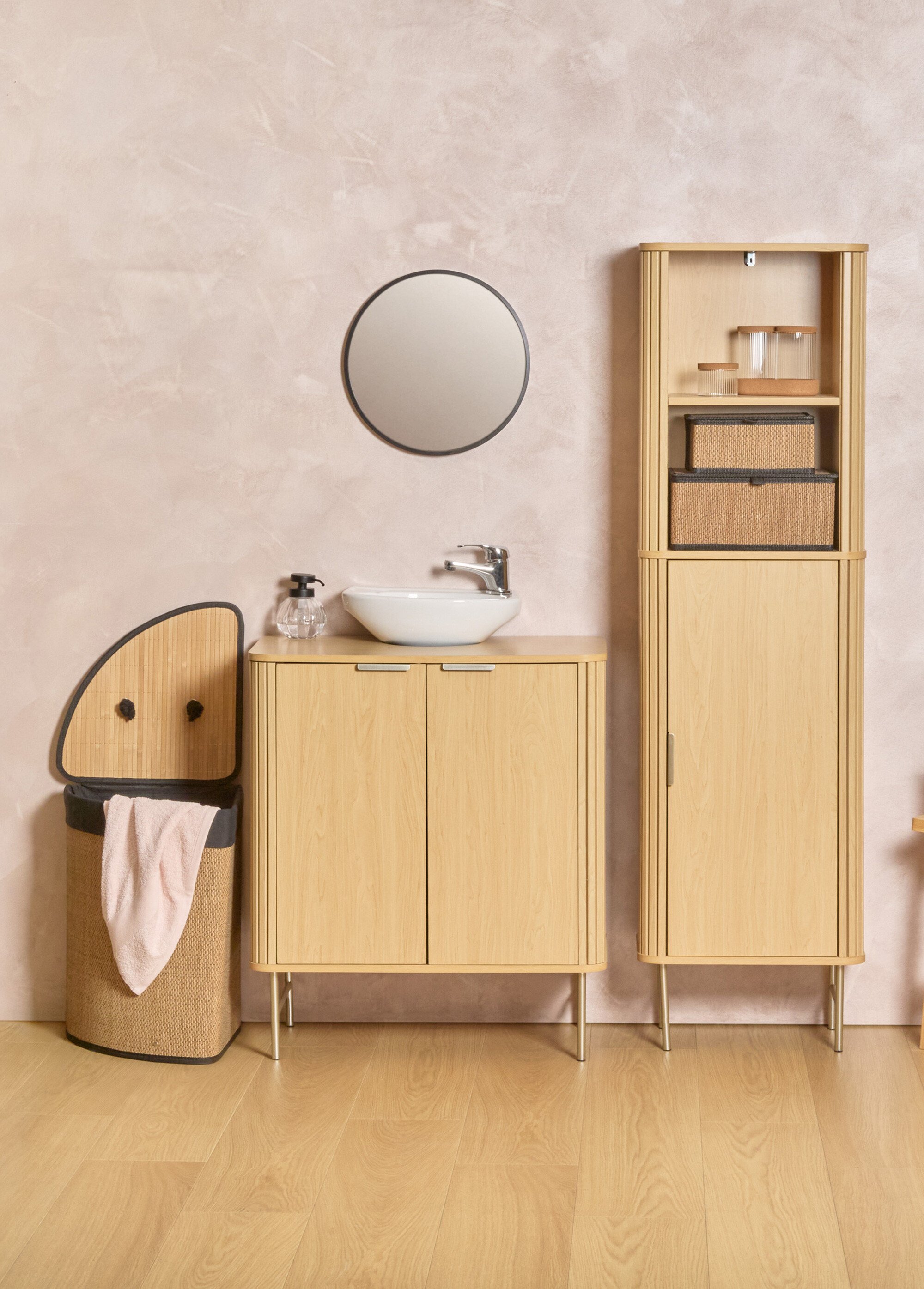 Panier à linge d'angle en bambou, foncé Noir JJA-206945 SI1