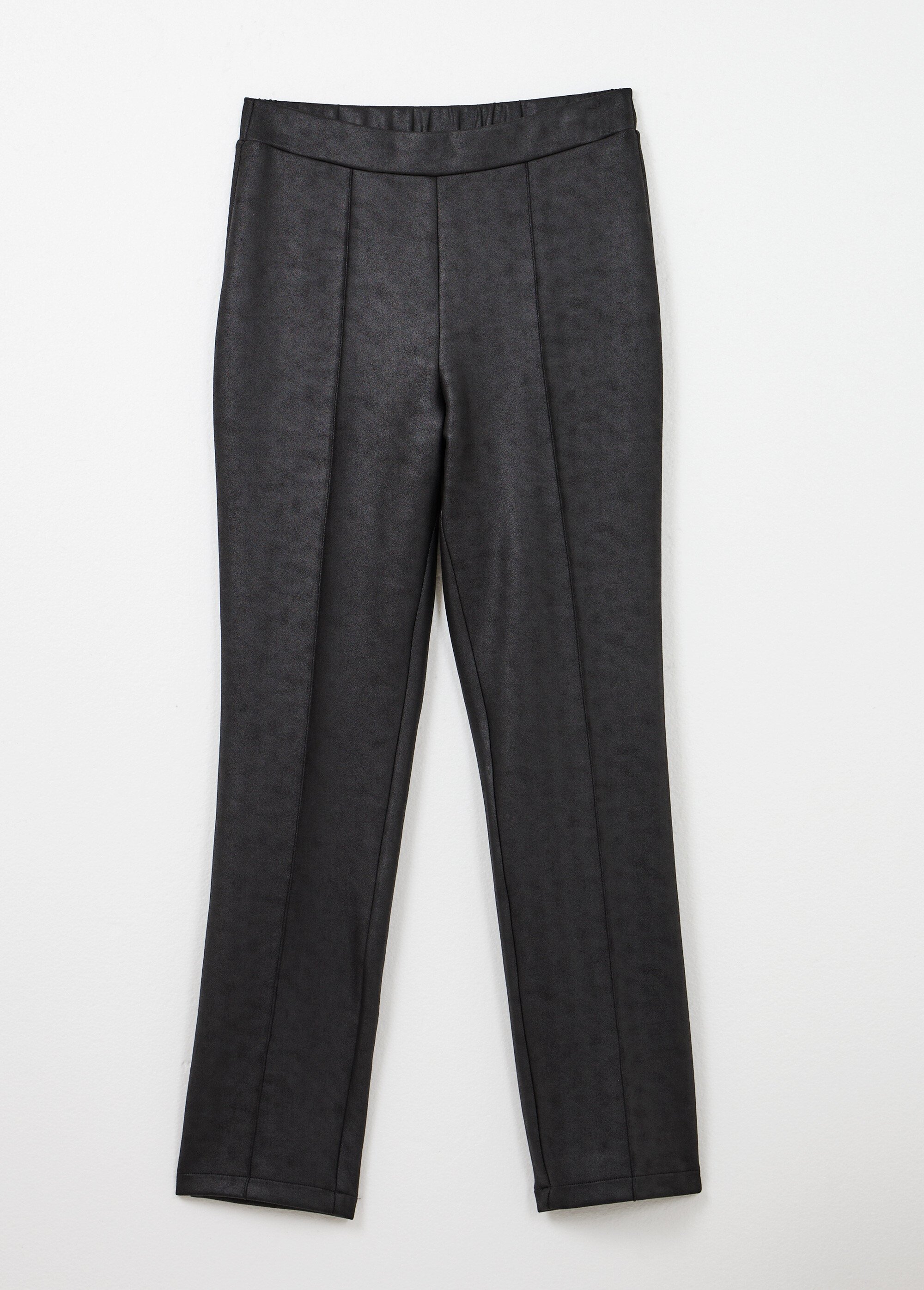Pantalon droit ceinture semi-élastiquée aspect peau Femme Noir NINON AP1