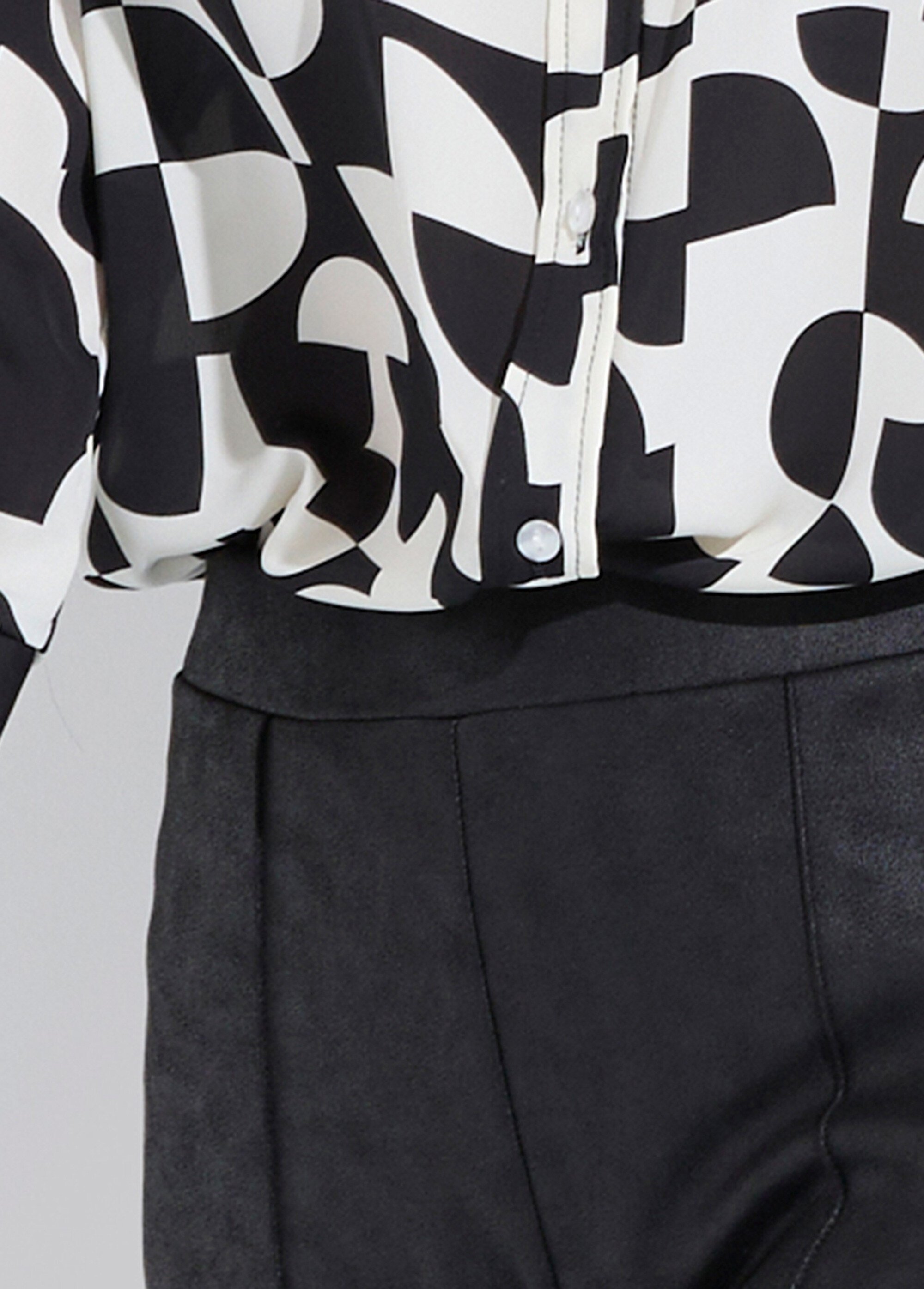 Pantalon droit enduit, semi-élastiqué Femme Noir NINON DE1