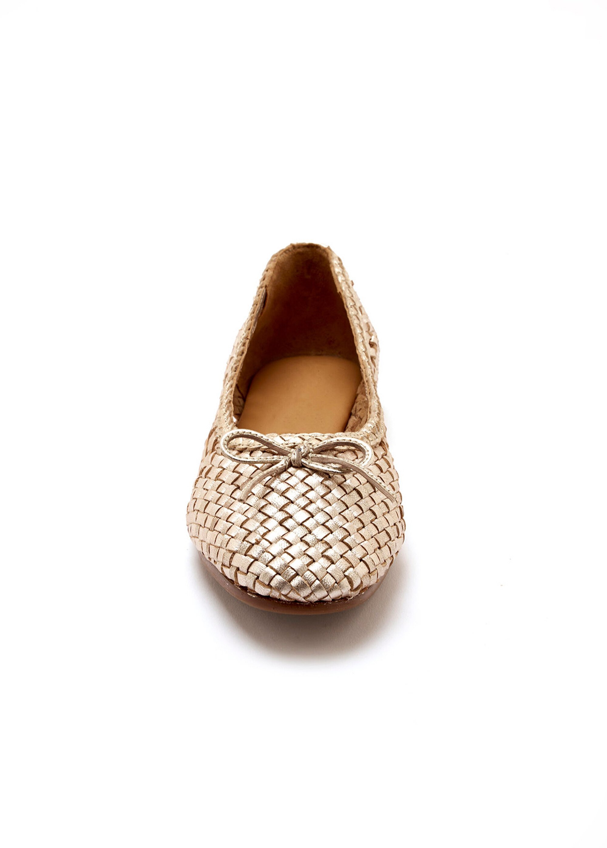 Ballerines en cuir tressé largeur confort Femme Doré WACEZ FA2