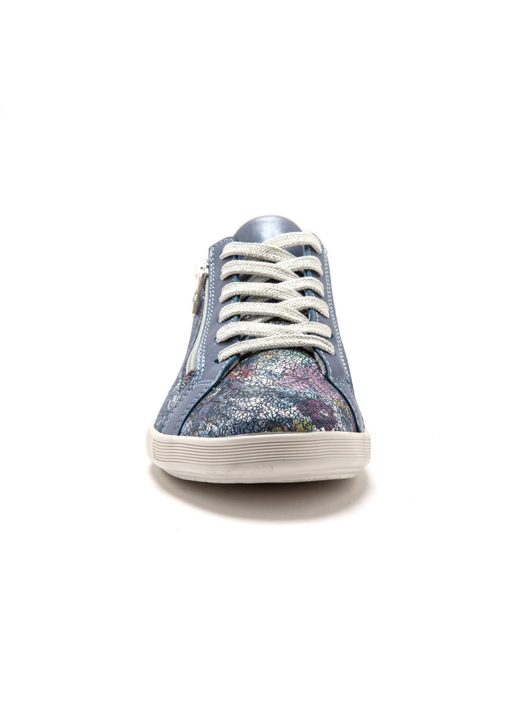 Baskets cuir lacées et zippées grande largeur Femme Bleu WALUNE FA2